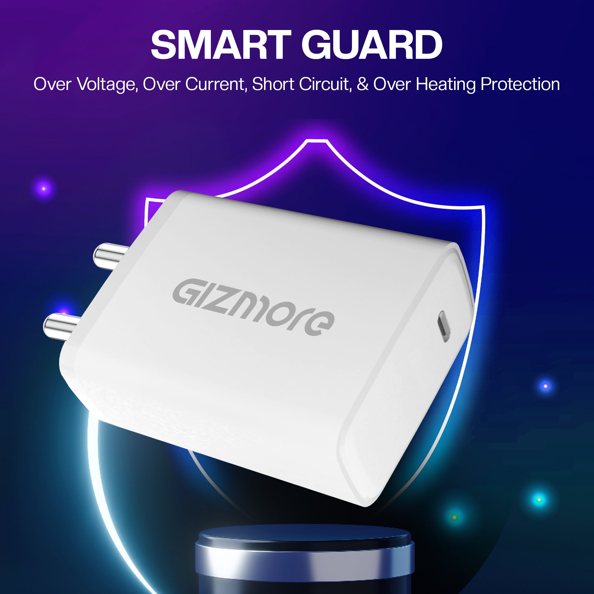 GIZMORE PA645 TYPE-C PD/PPS 3.0 45 Watt Power Adaptor Compatible With All Apple PD Devices, All Samsung ,Nothing, Mi/Xiaomi (ultra-fast ,Turbo Charging)