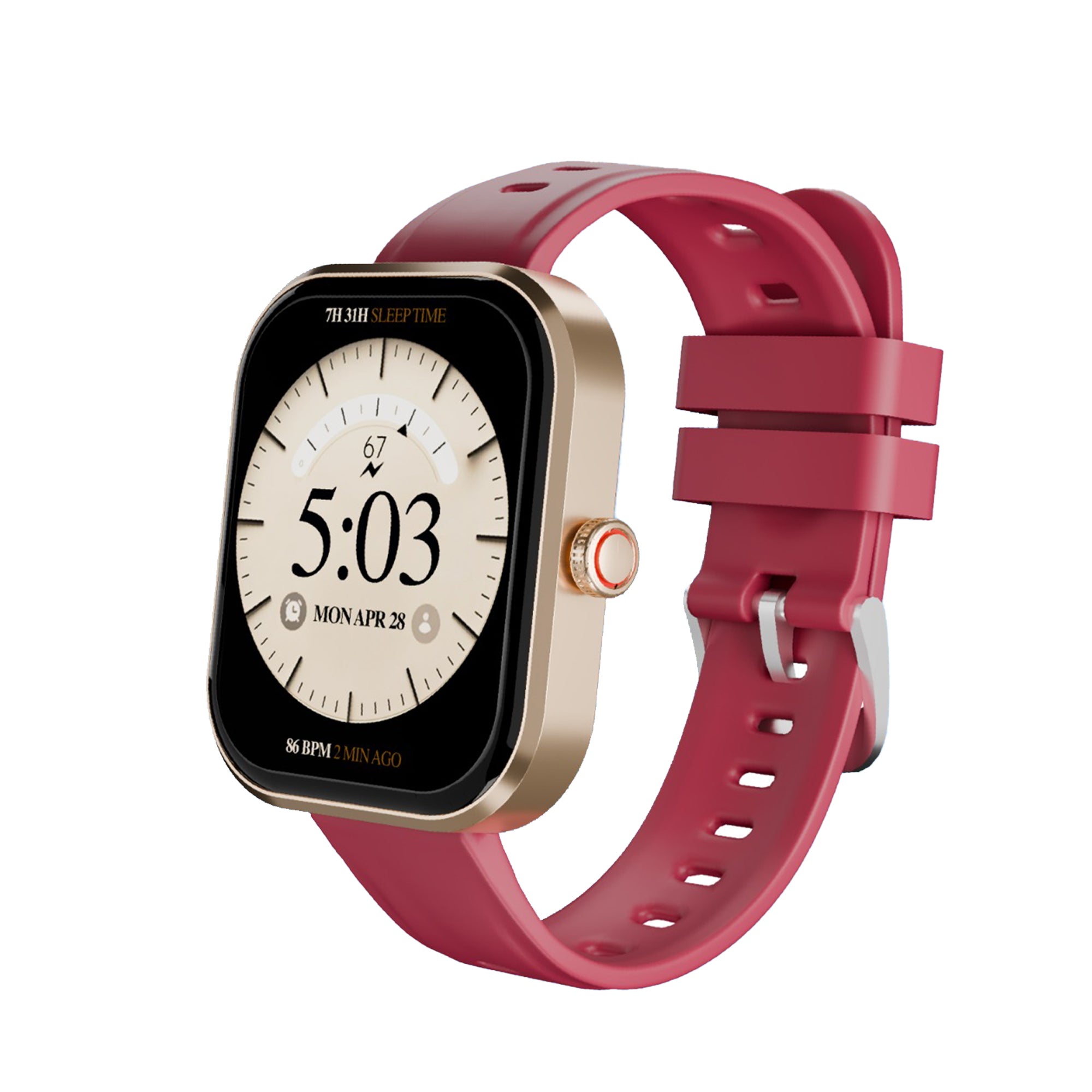 GIZFIT 981 Pulse Smartwatch | 2.02” IPS Display | Bluetooth Calling | Rotating Crown | Metal Body | Customizable Watch Faces | Multi-Sports Modes | Step Tracker | Social Notifications (Black/burgundy)
