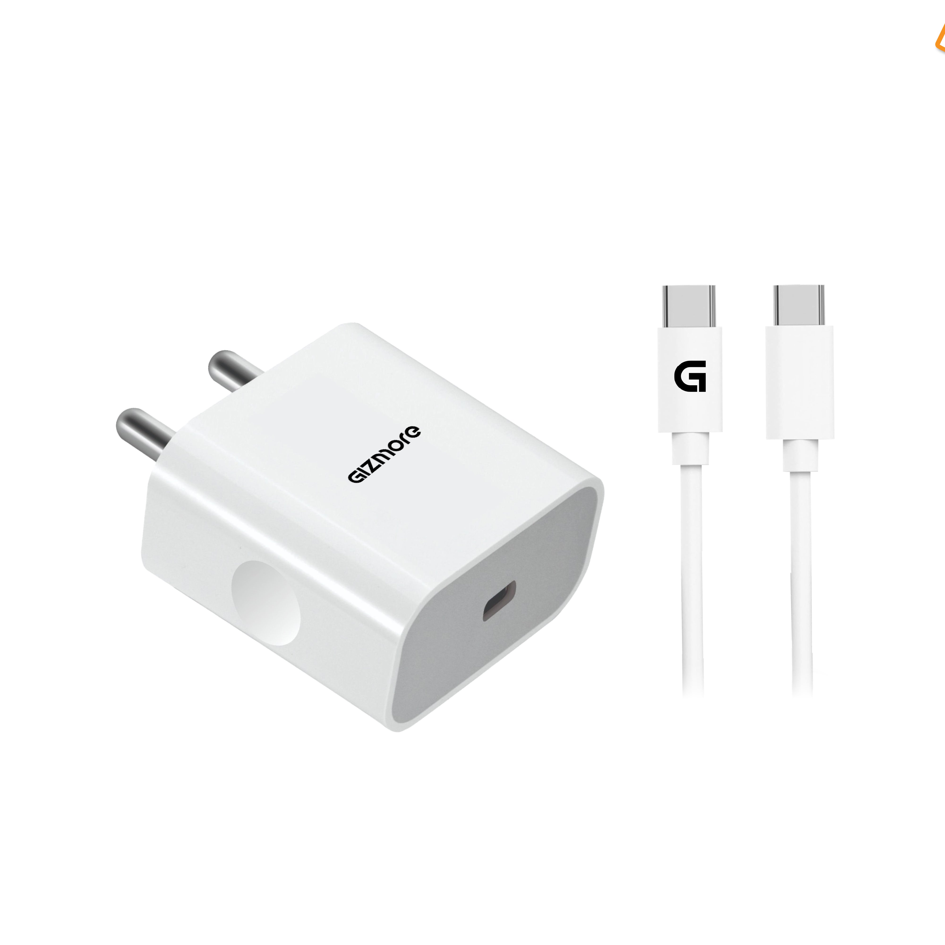 GIZMORE GIZ PA35 30W PD Fast Charger with Type-C to Type-C Cable | USB-C Wall Charger | Compact & Lightweight Design | Multi-Layer Protection | ABS + PC Housing | Compatible with USB-C Devices