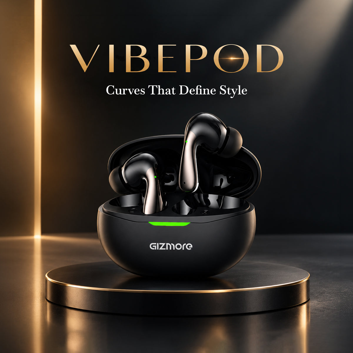 GIZMORE VibePod True Wireless Earbuds with 13mm Dynamic Driver, Up to 35 Hours Playtime, Comfortable Fit & Stylish Oval Design