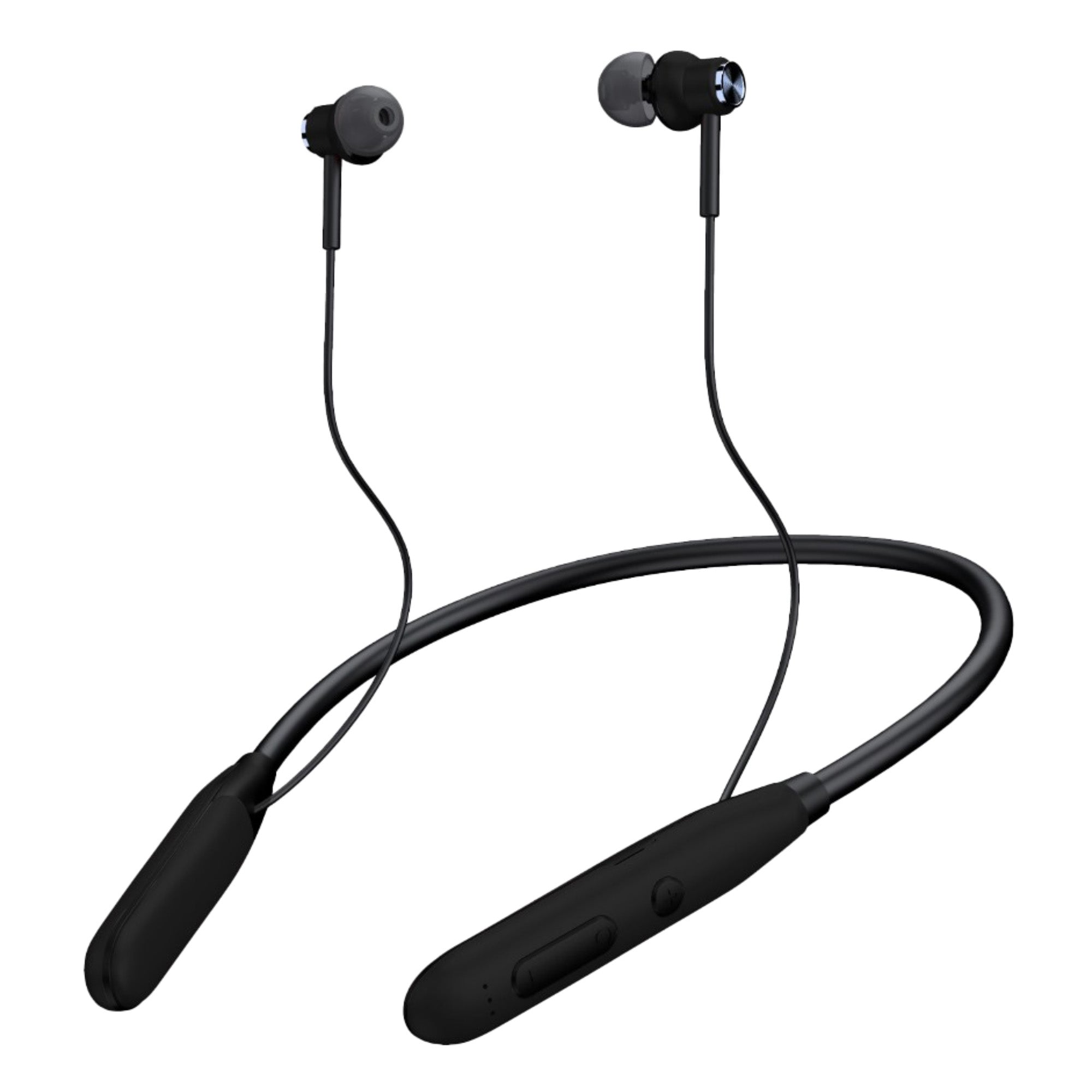 GIZMORE MN225 Wireless Bluetooth 5.0 in Ear Neckband| 20 Hours Playtime| 10 Min Charging Work Upto 2 hrs| Dual Pairing|360 Degree Surround Stereo| HD Microphone & Magnetic Earphone (Black)