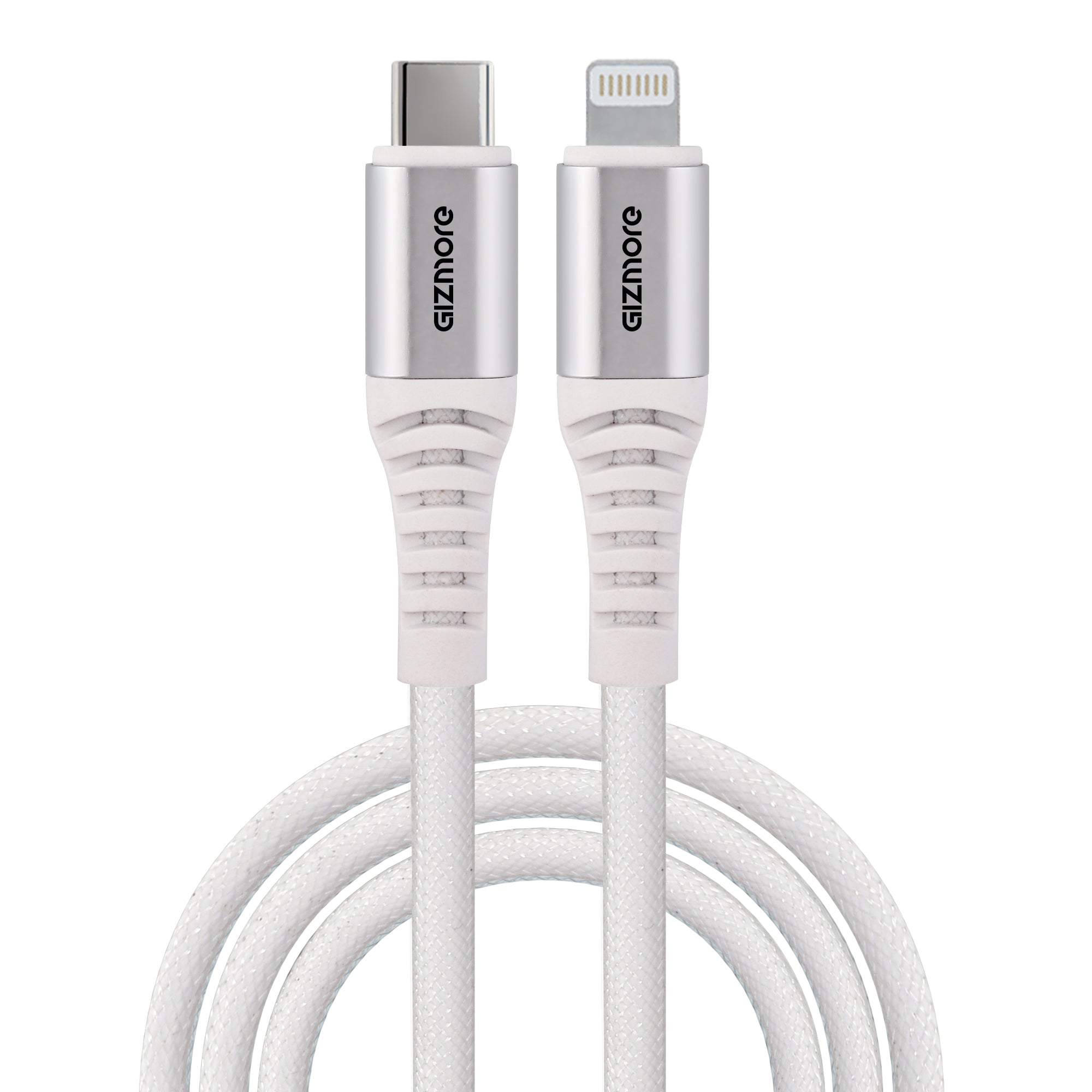 Gizmore WCL157 27W TYPE-C TO LIGHTNING Fast Charging Cable - Premium Nylon Braided, 10000+ Bend Test, 480 Mbps Data Transfer Speed Compatible with All Lightning Enabled Devices.