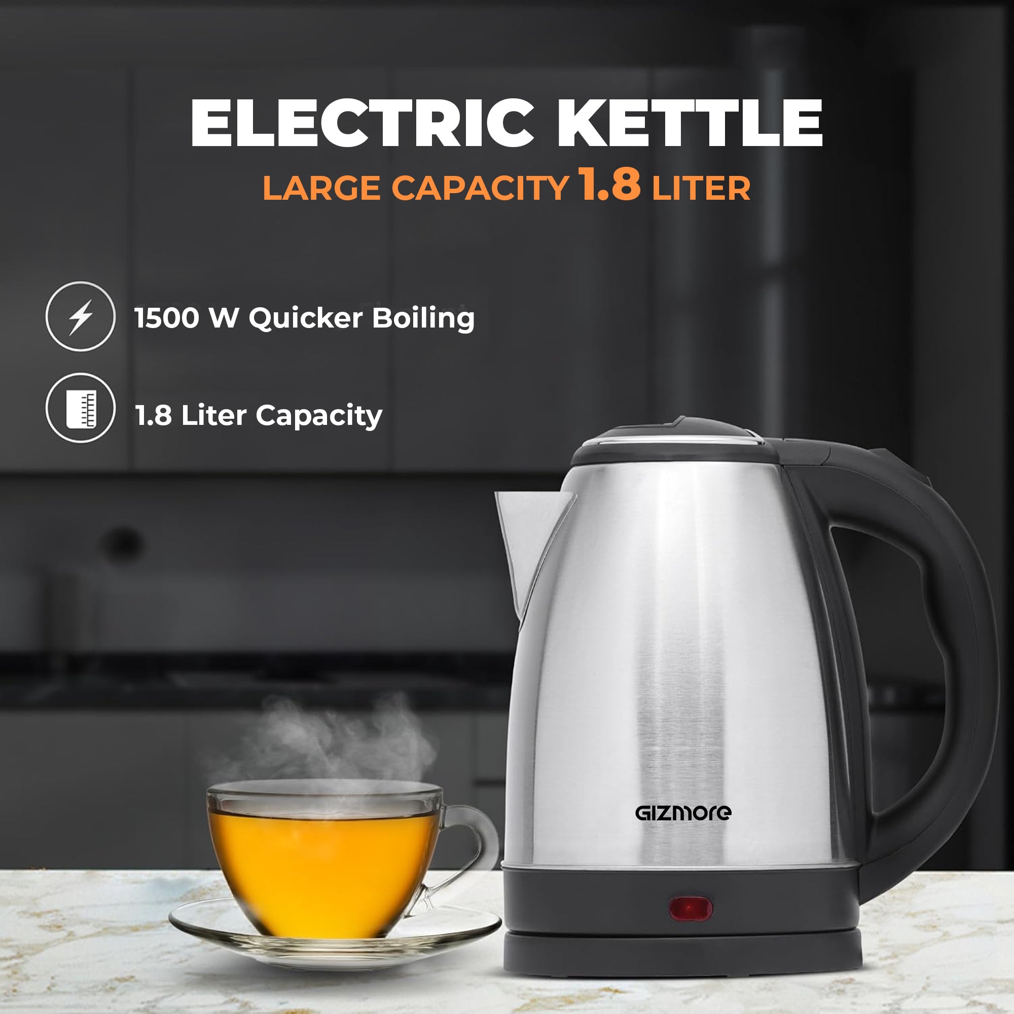 GIZMORE EK01 1.8L Stainless Steel Electric Kettle