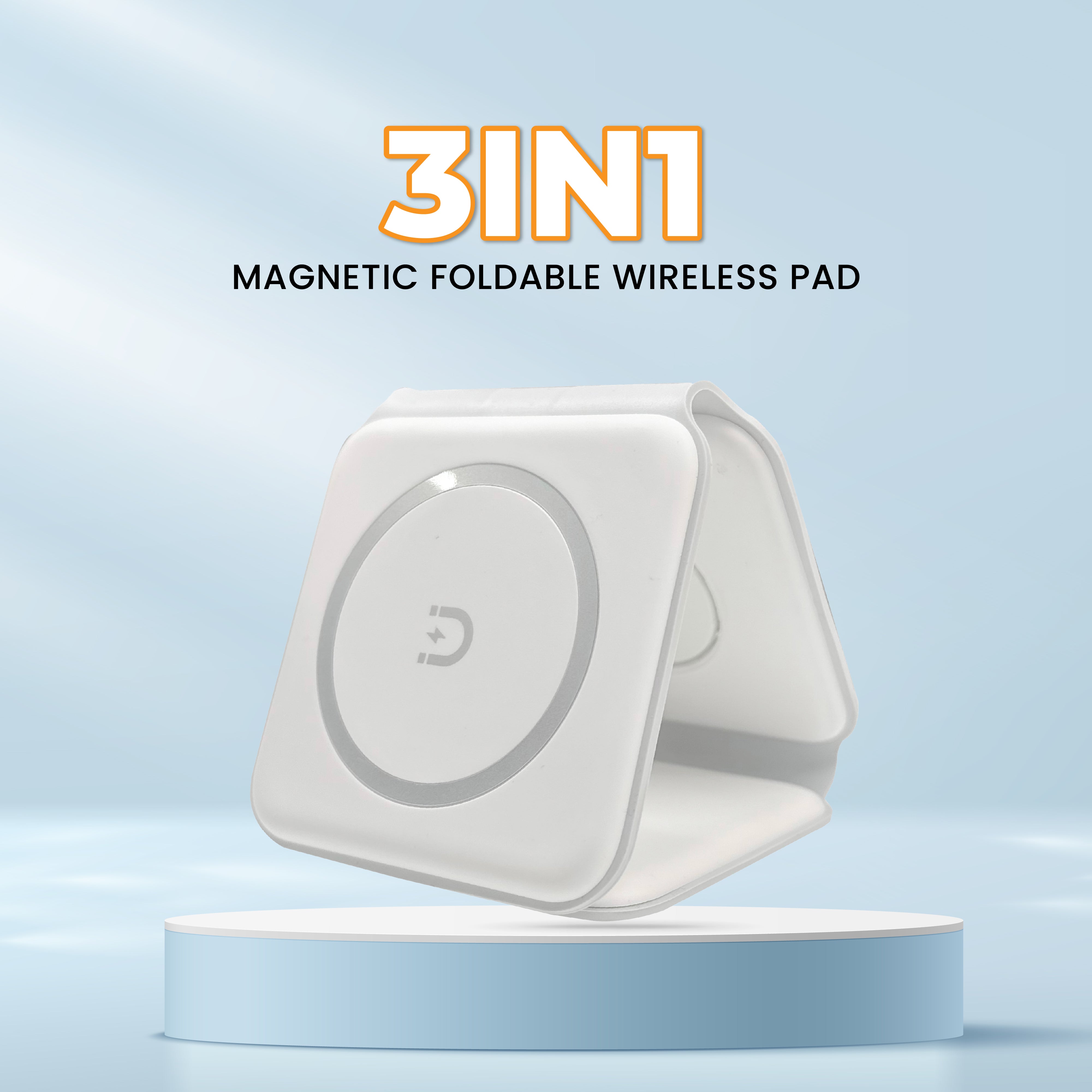 GIZMORE 3-in-1 Magnetic Wireless Charger, 15W Fast Charging Dock for iPhone, 2.5W for Apple Watch, 5W for AirPods, Magnetic Alignment, Slim & Lightweight Wireless Charging hub