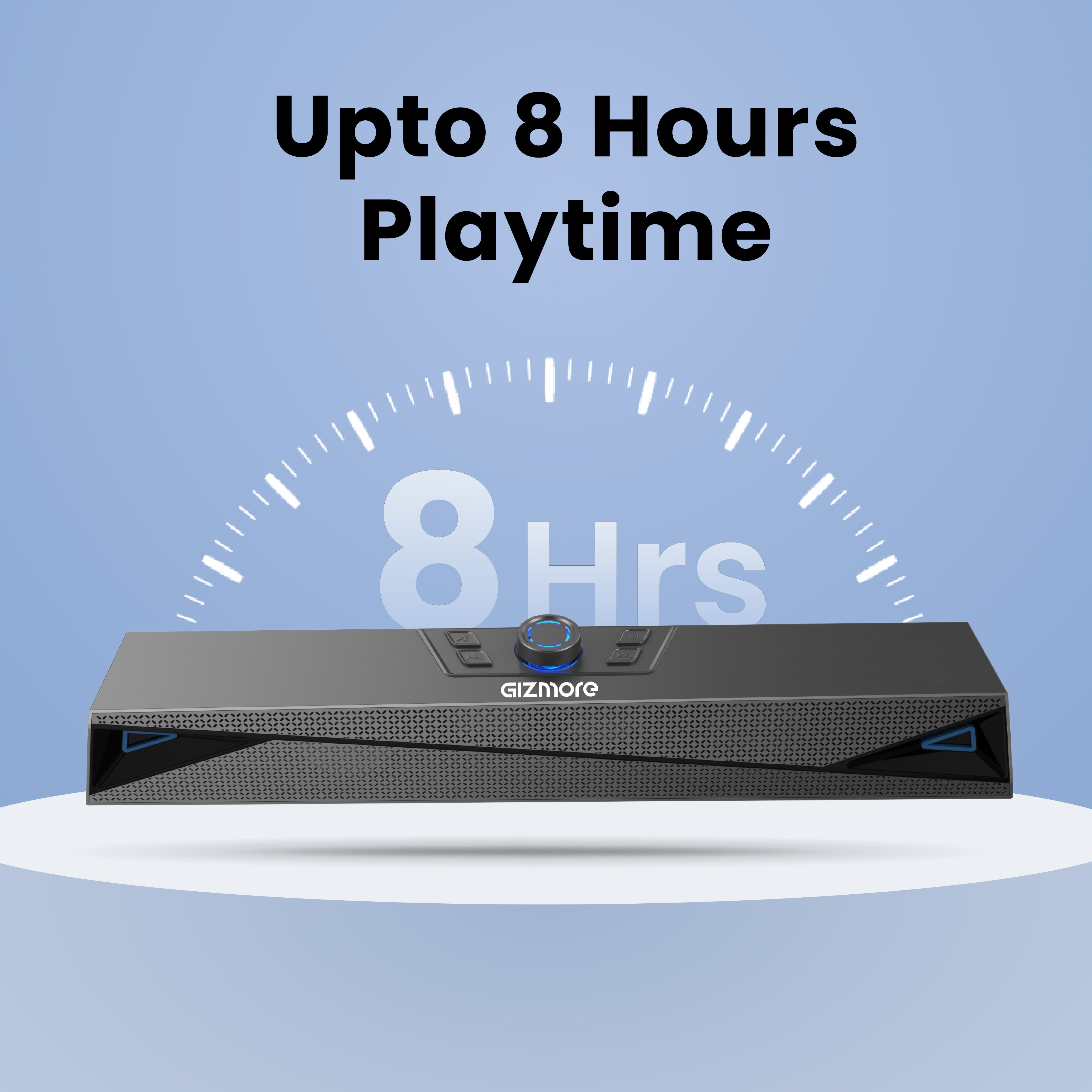GIZMORE GIZBAR 2400 – 24W Bluetooth Soundbar with Immersive Sound, Rotating Crown Multifunction Button, TWS, Matte Finish, Up to 8 Hours Playtime
