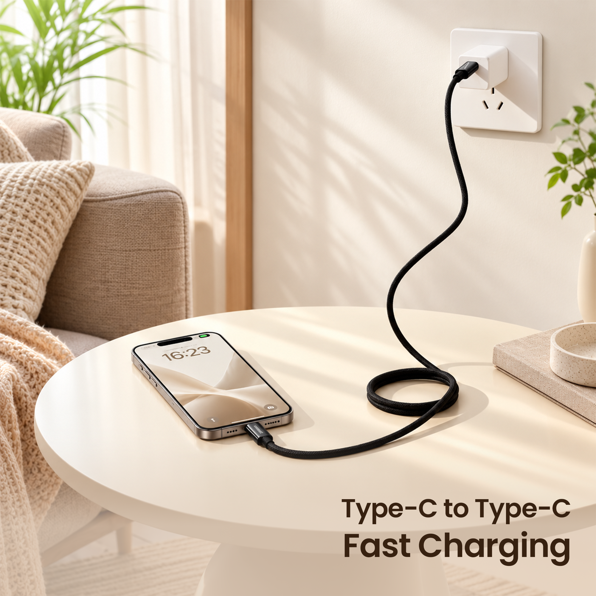 GIZMORE 240W Type-C to Type-C Magnetic Charging Cable | 1M Nylon Spiral Braided | Self-Winding Flat Design | Aluminum Zinc Alloy Connectors | Fast Charging & Data Transfer | Compatible with USB-C Devices