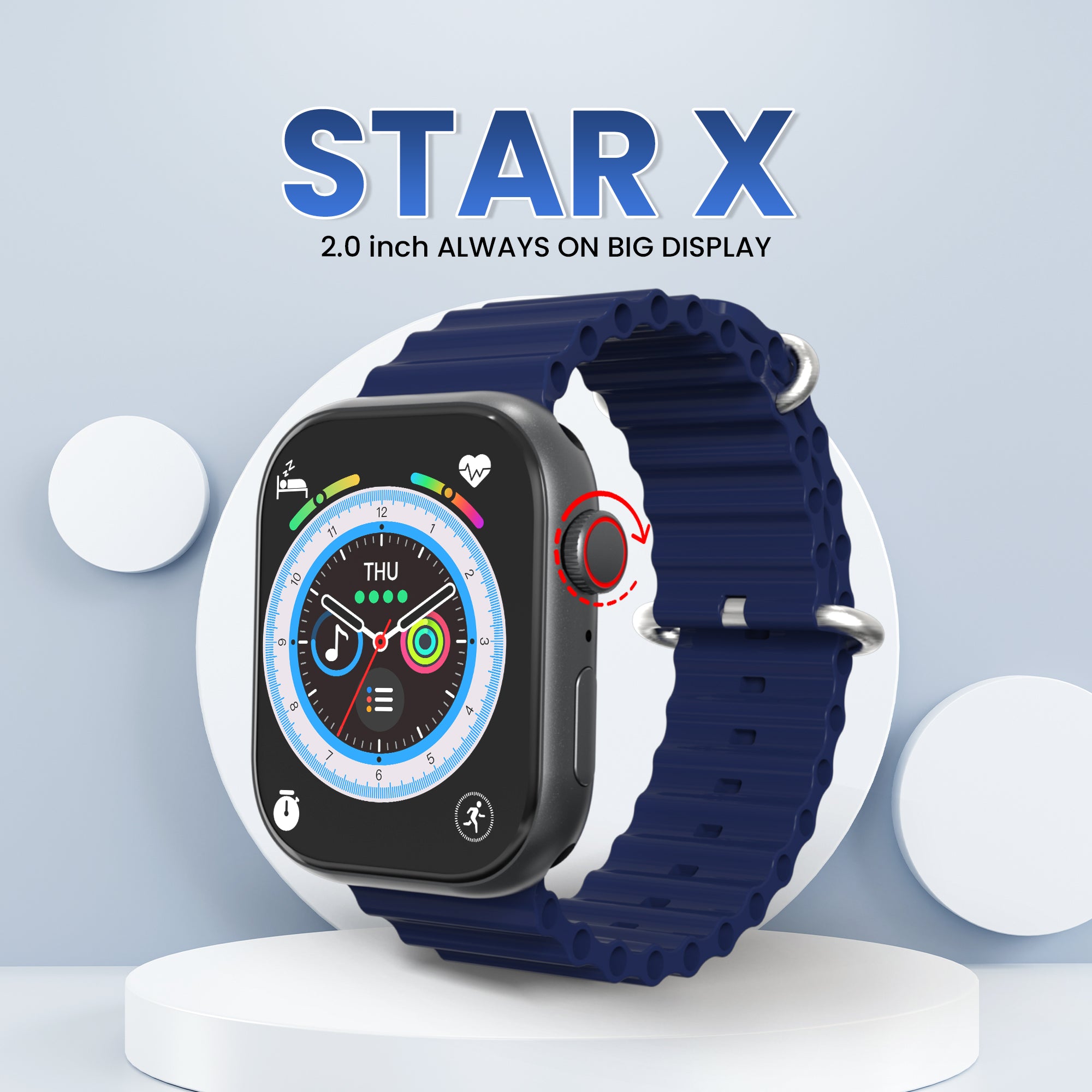 GIZMORE STARX 2.0 inch (5.8cm) AOD Edge to Edge HD Display BT Calling Smartwatch