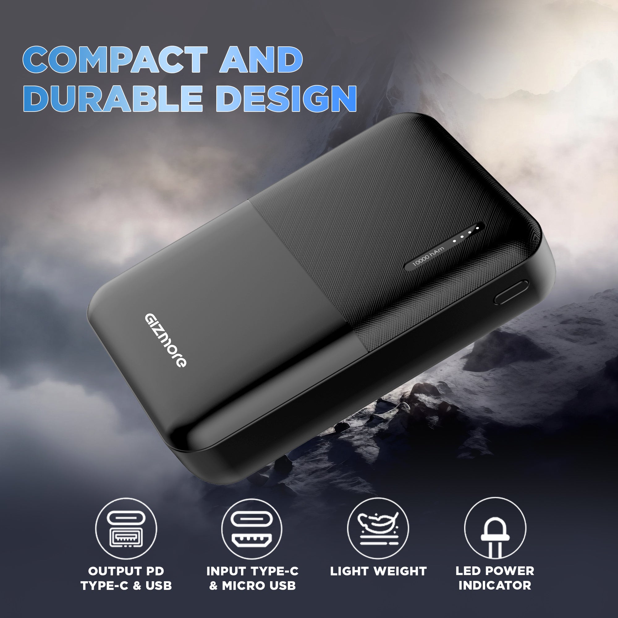 GIZMORE PD10KP11 10000mAh Li-Polymer Mini Power Bank