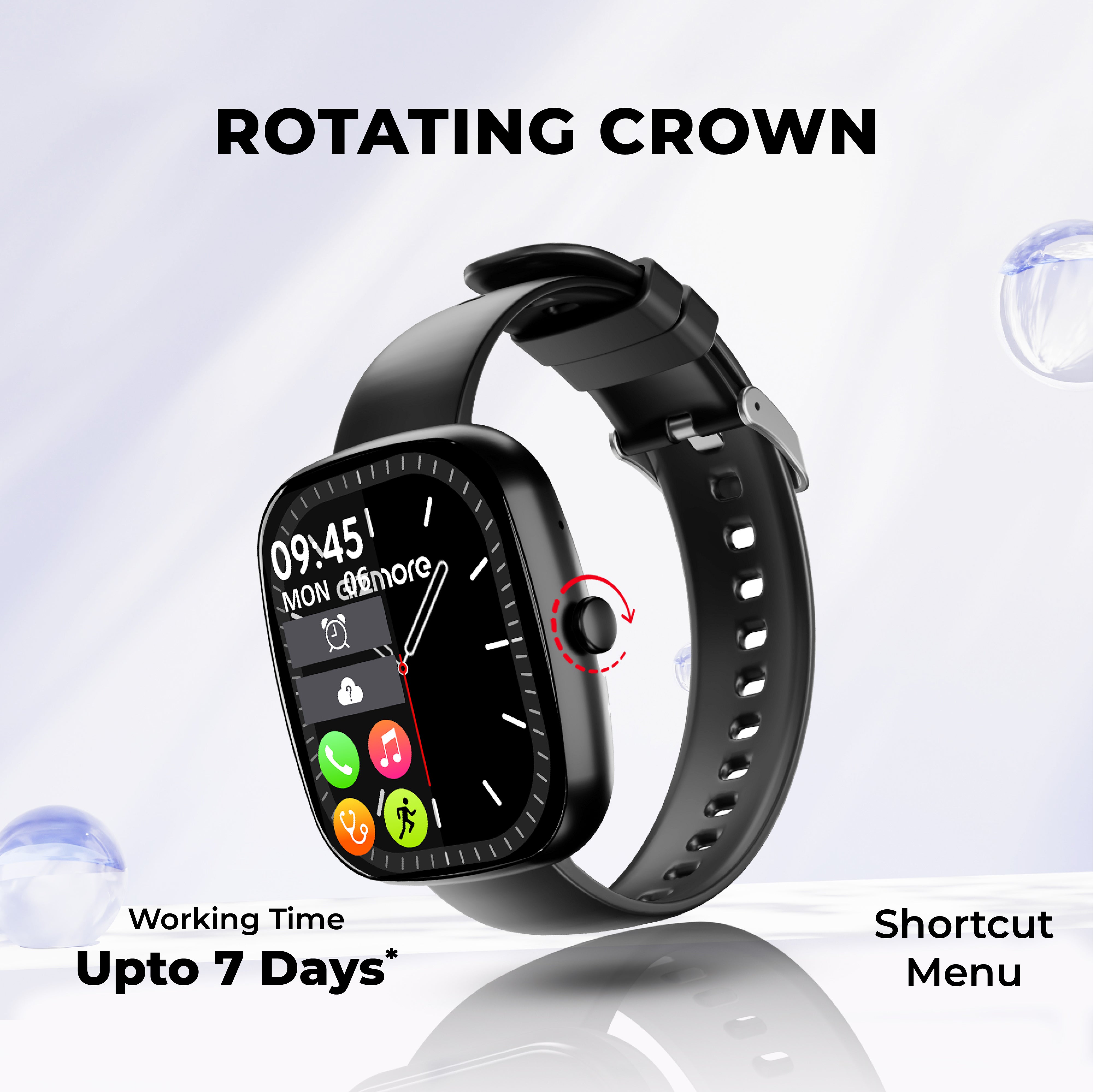 GIZFIT 942 CurveX Smartwatch with 4.64 cm Large Display, Hindi Language Support, Multi Sports Modes, Customizable Watch Faces, Zinc Alloy Body, Voice Assistant | Beige & Black