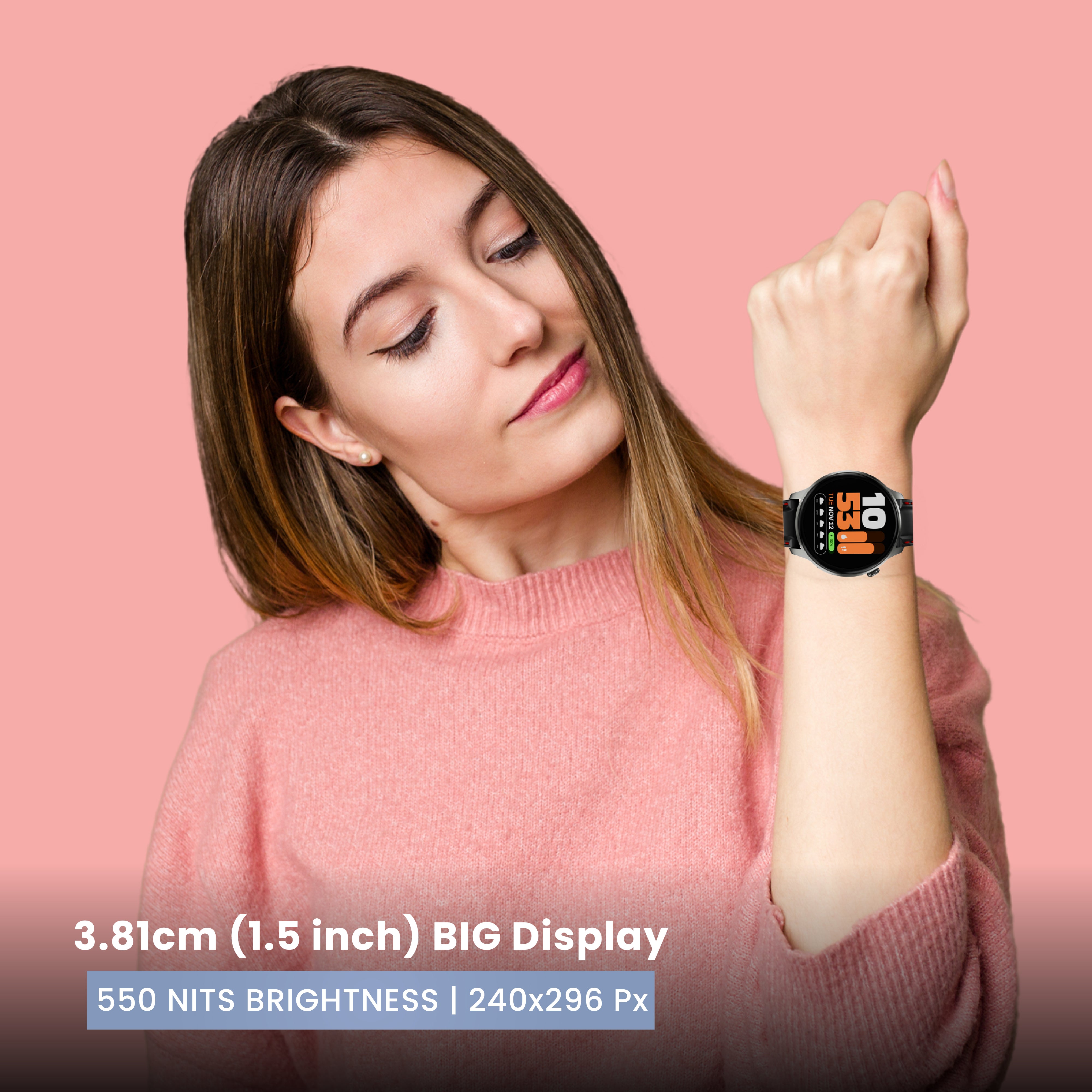 GIZFIT 985 ORBIT X Smartwatch | 1.5” Display | Sporty Metal Design | Rotating Crown | Advanced Bluetooth Calling | Multi-Sports Modes | 5 Days* working time