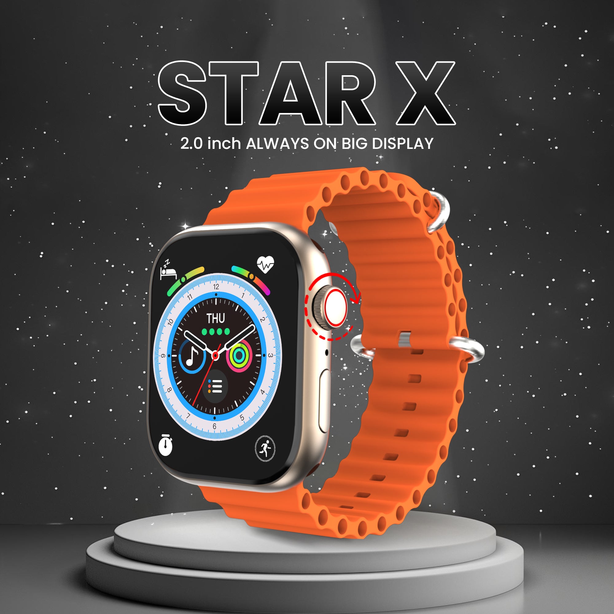 GIZMORE STARX 2.0 inch (5.8cm) AOD Edge to Edge HD Display BT Calling Smartwatch
