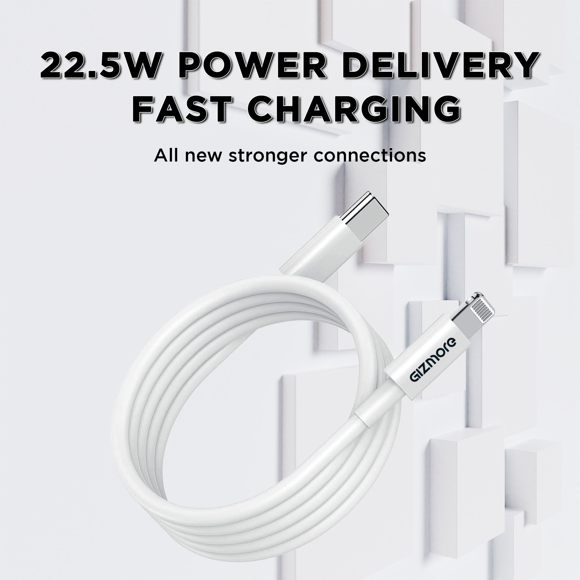 GIZMORE WCL156 Type-C to Lightning 2.A Fast Charging Cable, 22.5W Fast Charging, 480Mbps Data Transfer Speed, Compatible with iPhone 8 & above