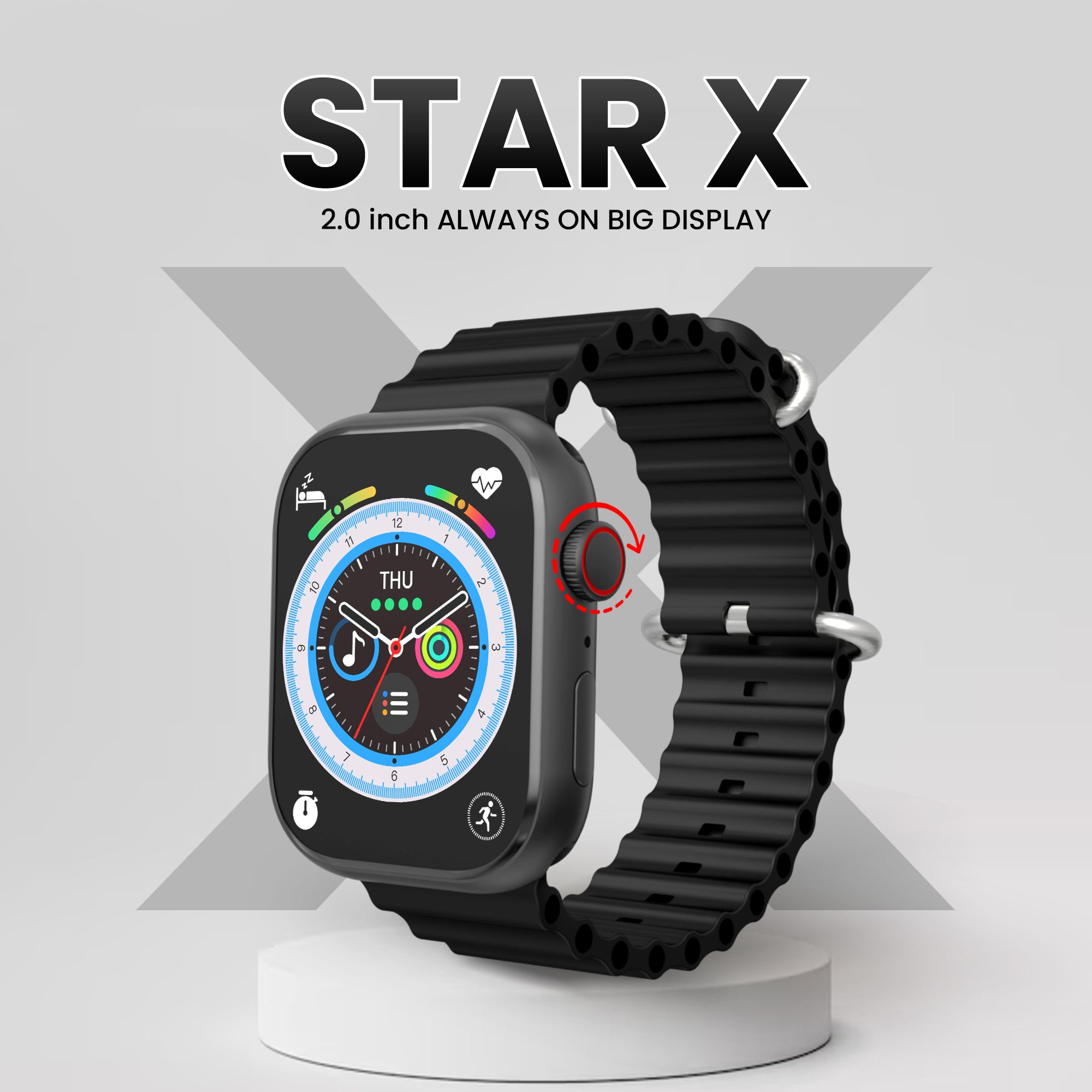 GIZMORE STARX 2.0 inch (5.8cm) AOD Edge to Edge HD Display BT Calling Smartwatch