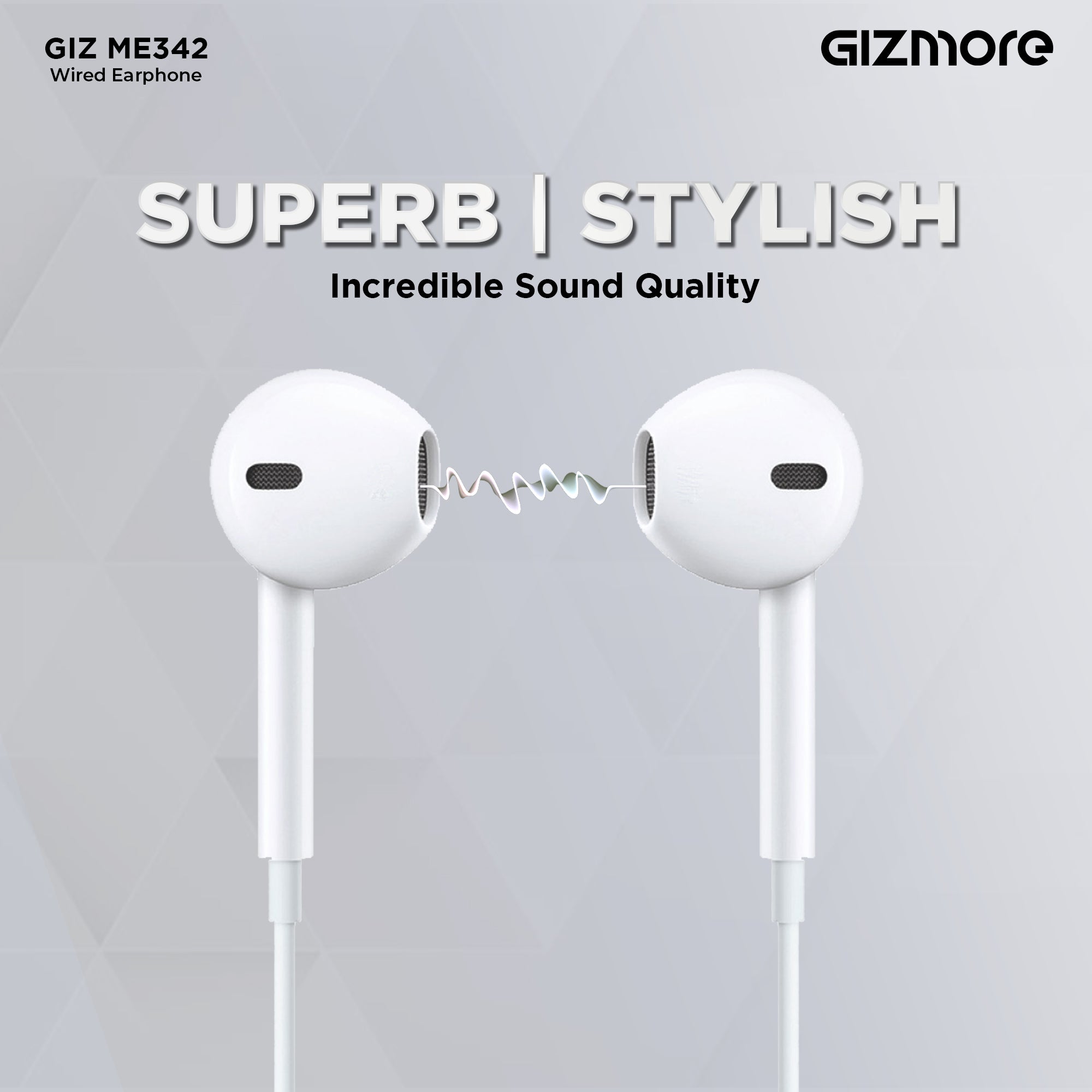 GIZMORE ME342 In-Ear Wired Earphone with Hi-Fi Stereo Sound, In-Line Volume Controls and HD Microphones