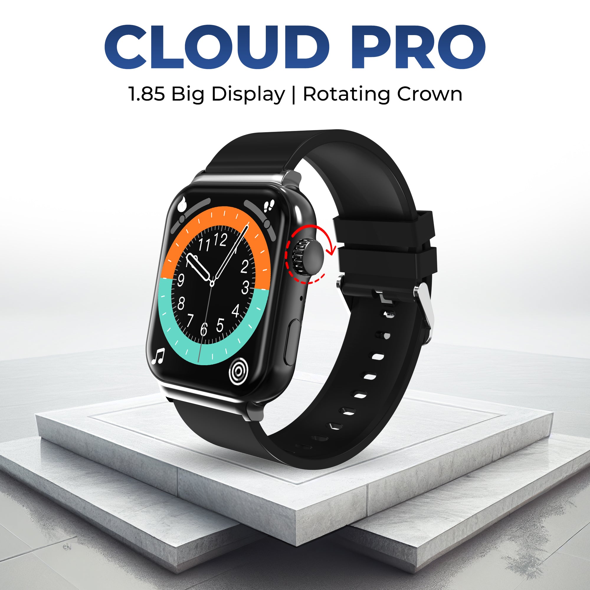 Gizmore Cloud Pro 1.85 BT Calling Smartwatch IPS Display, Rotating Crown