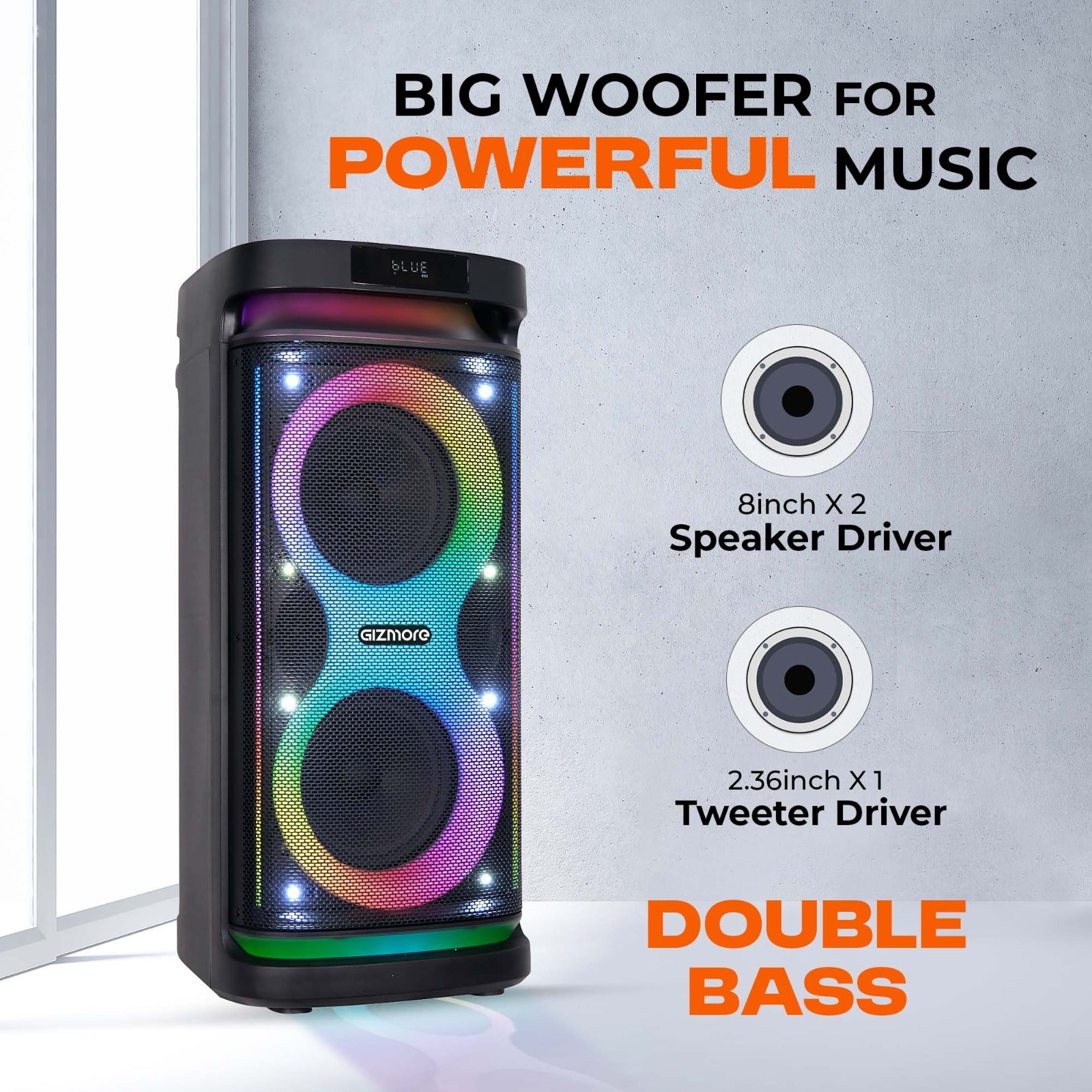 GIZMORE 220W Thunder DJ Trolley Party Speaker