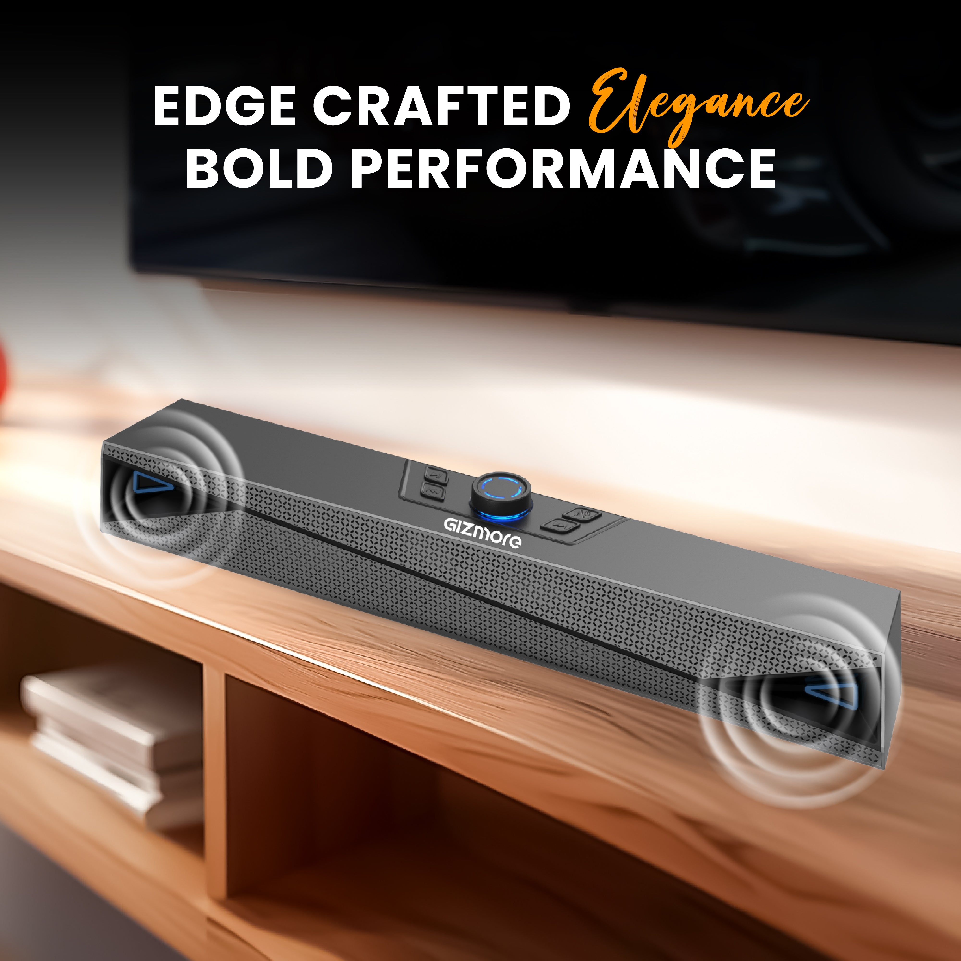 GIZMORE GIZBAR 2400 – 24W Bluetooth Soundbar with Immersive Sound, Rotating Crown Multifunction Button, TWS, Matte Finish, Up to 8 Hours Playtime