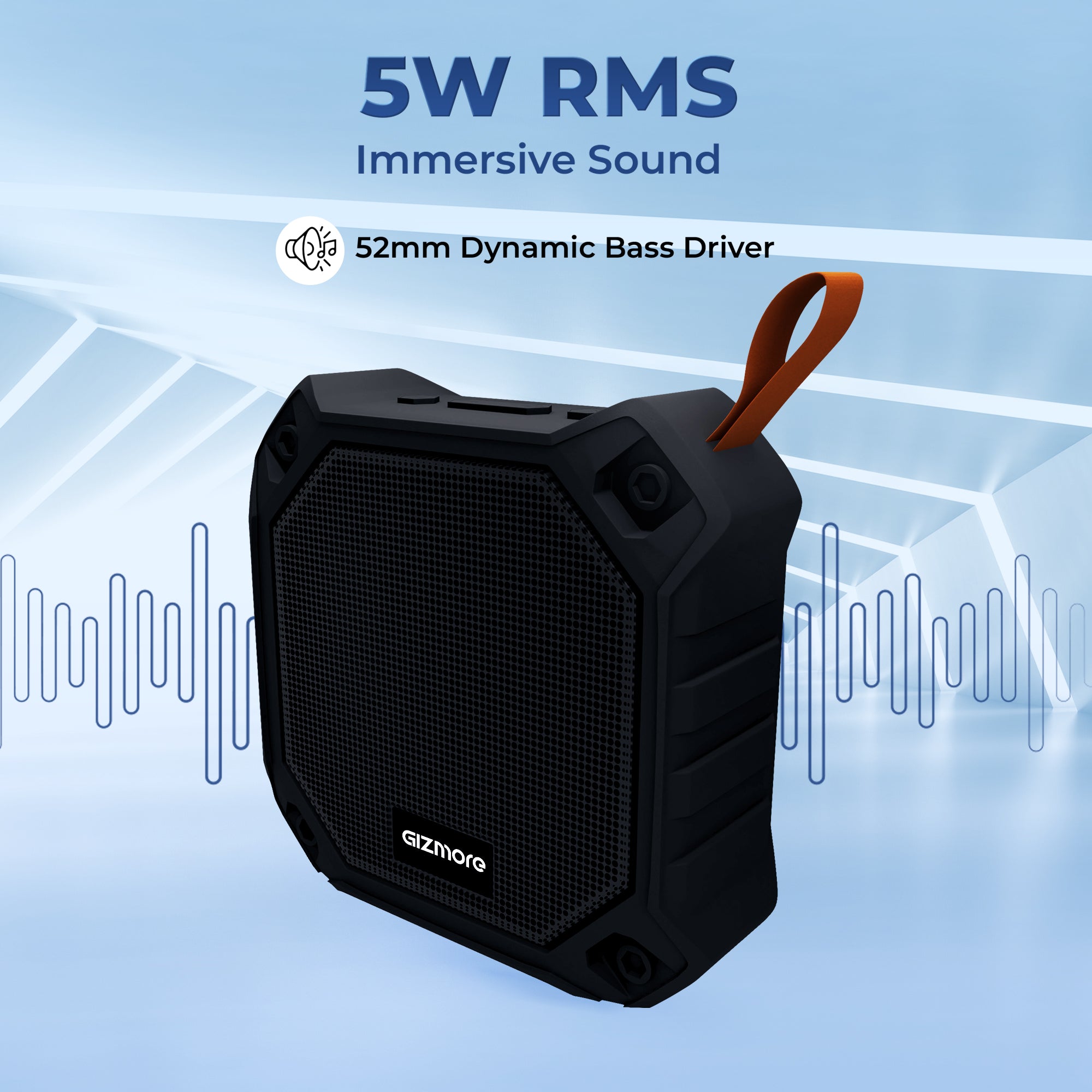 GIZMORE Cube 5W Wireless Bluetooth Portable Speaker| Play Back Time 12hrs|In-Built Mic for Calling |TWS Function|52MM Dynamic Bass Driver| Multiple connectivity SD Card & USB (Black)