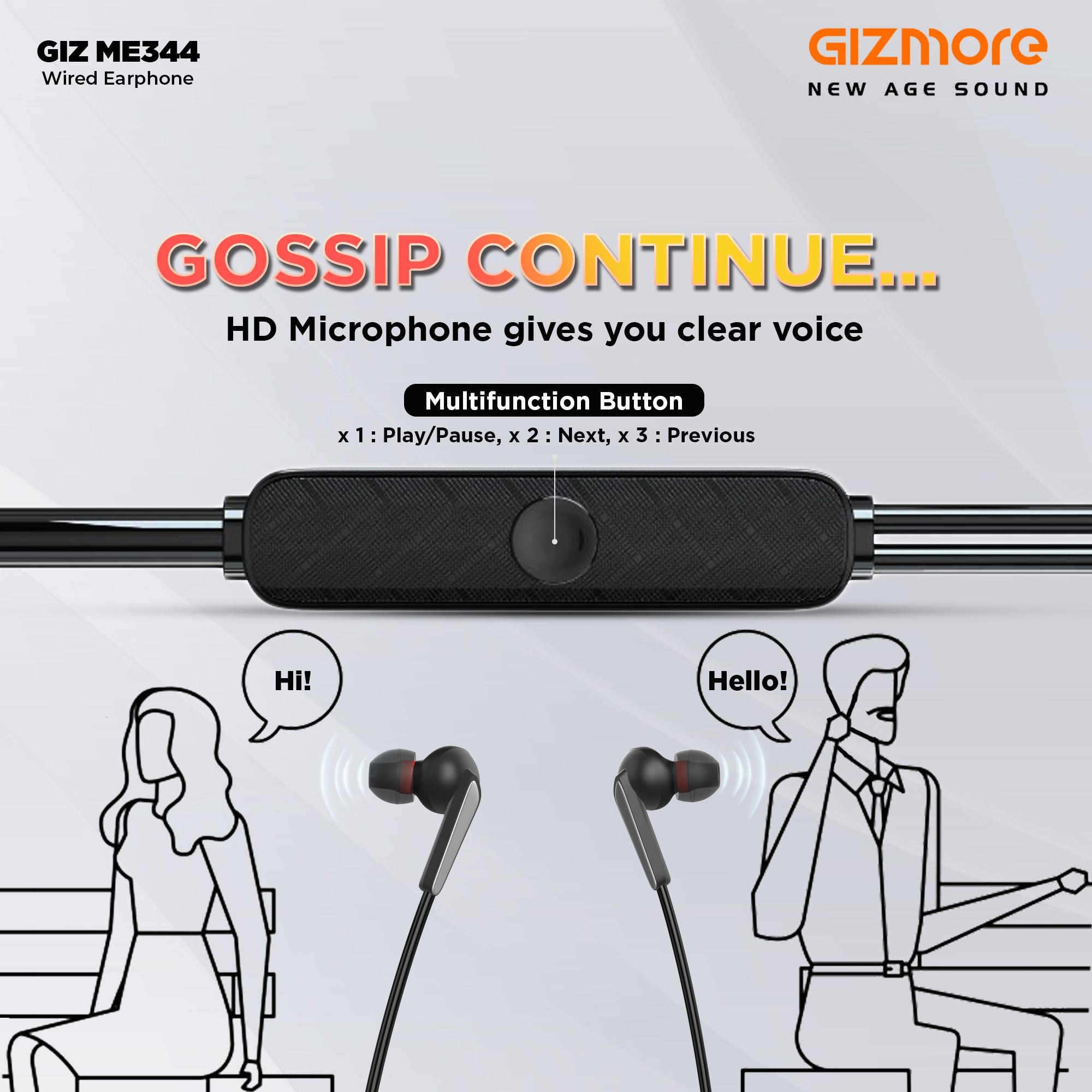 GIZMORE ME344 High Bass & Noise Reduction Earphone with USB Type C Port, HD Microphone & Stereo Sound