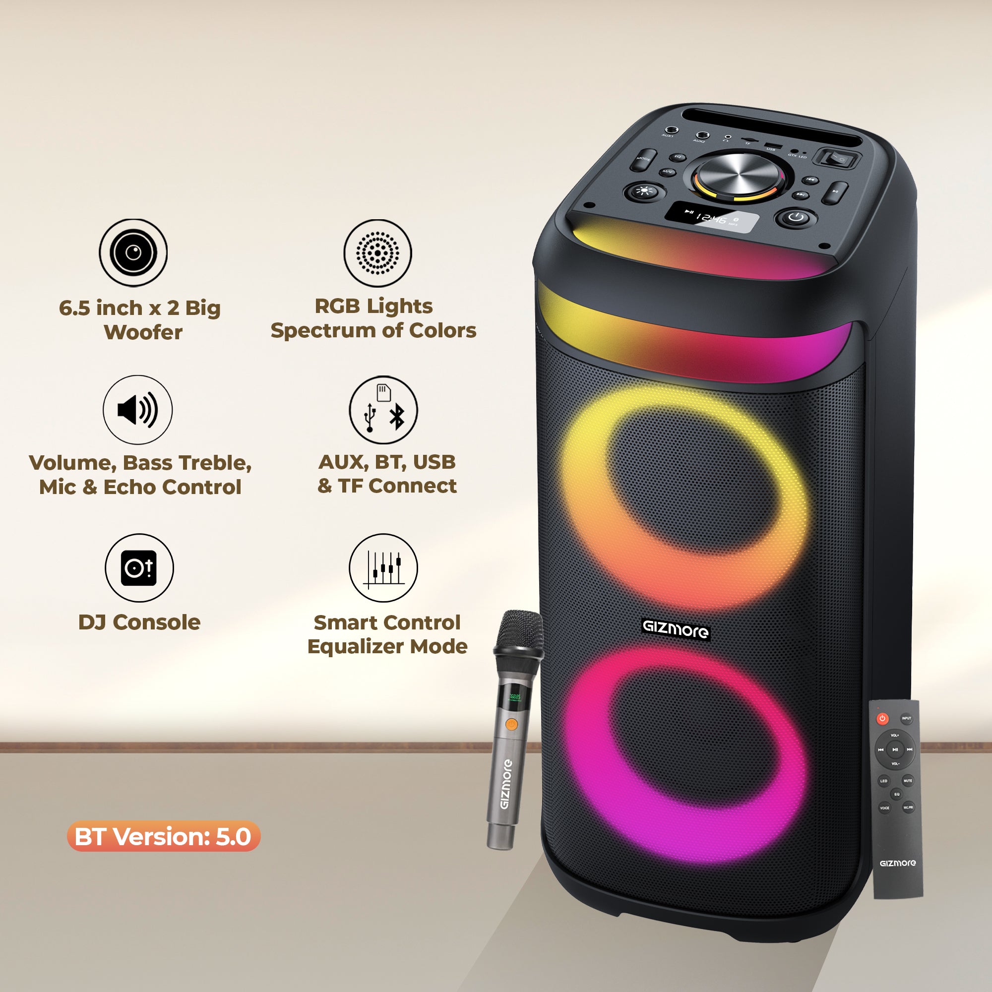 GIZMORE 140W THUNDER PRO T140 Party Speaker