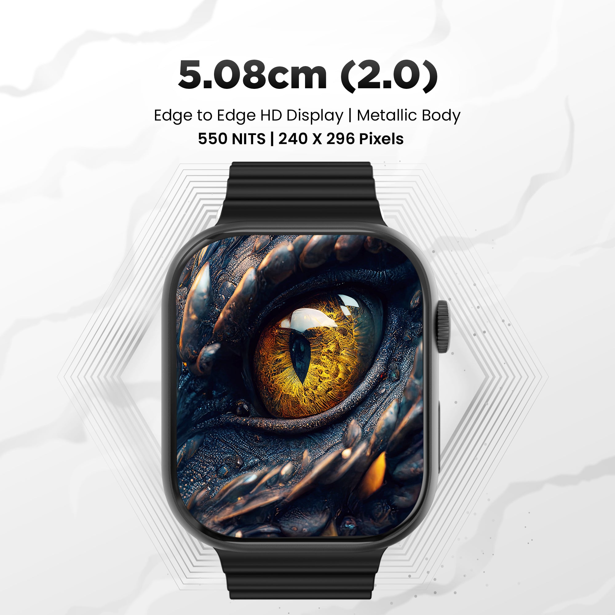 GIZMORE STARX 2.0 inch (5.8cm) AOD Edge to Edge HD Display BT Calling Smartwatch