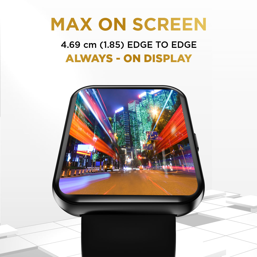 GIZMORE Blaze Max 4.69 cm (1.85) IPS Display with 240 x 280 px | 450 NITS Brightness | BT Calling Edge to Edge Display, Voice Assistance, Bluetooth Smartwatch