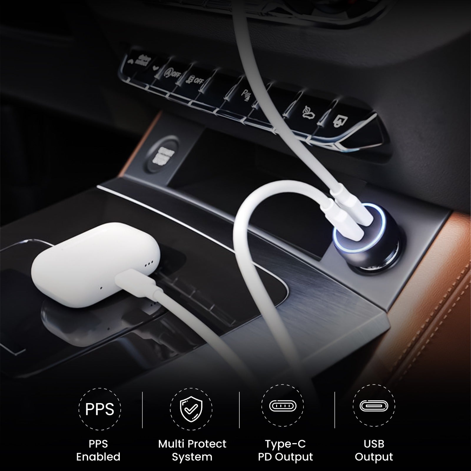 Gizmore CC 706 CarBolt Max 65W Superfast Car Charger (PD 35W + QC 30W) | Multi-Protocol | PPS | Type-C & USB Output | Alloy Metal Body | LED Indicator | SVOOC | Quick Charge