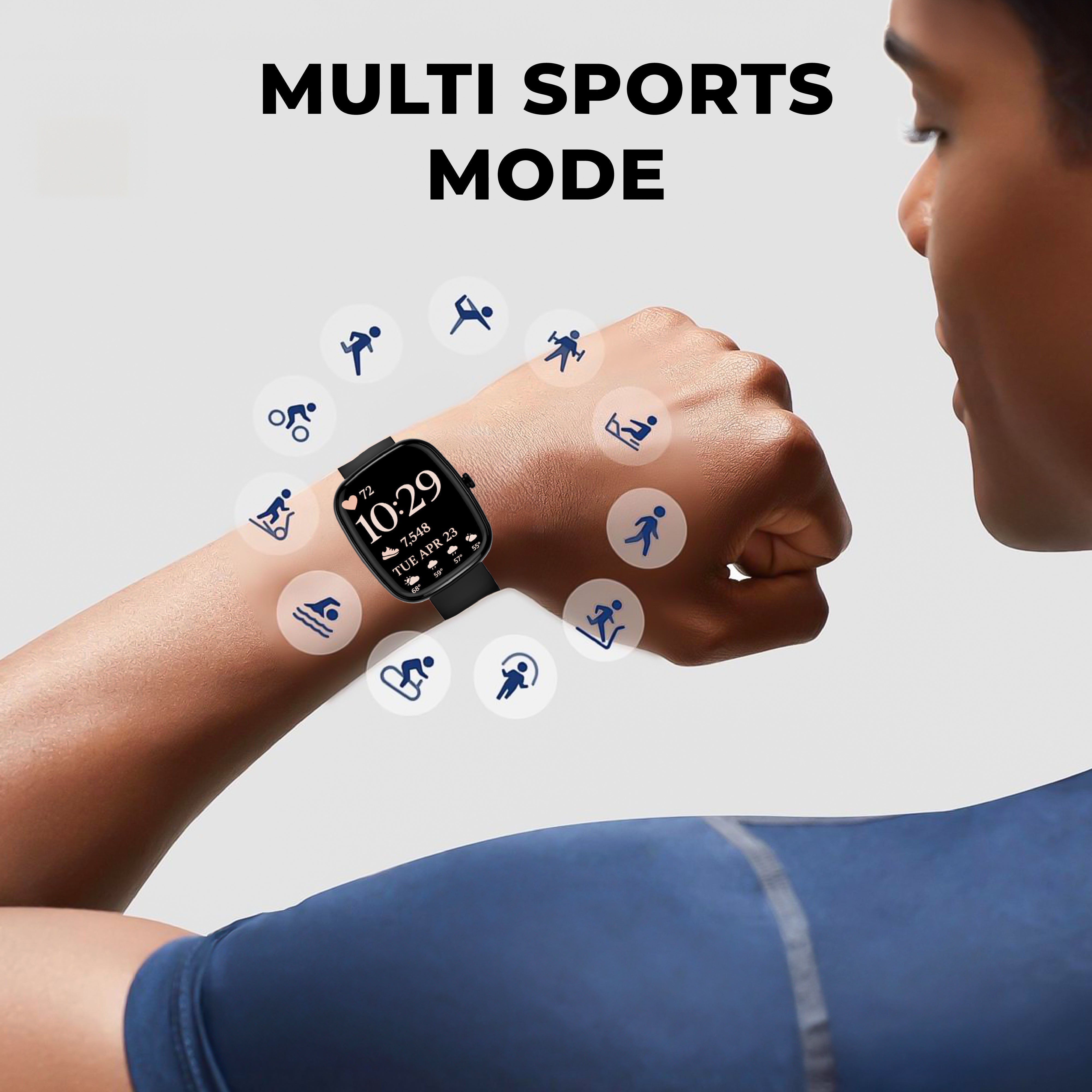 GIZFIT 942 CurveX Smartwatch with 4.64 cm Large Display, Hindi Language Support, Multi Sports Modes, Customizable Watch Faces, Zinc Alloy Body, Voice Assistant | Beige & Black