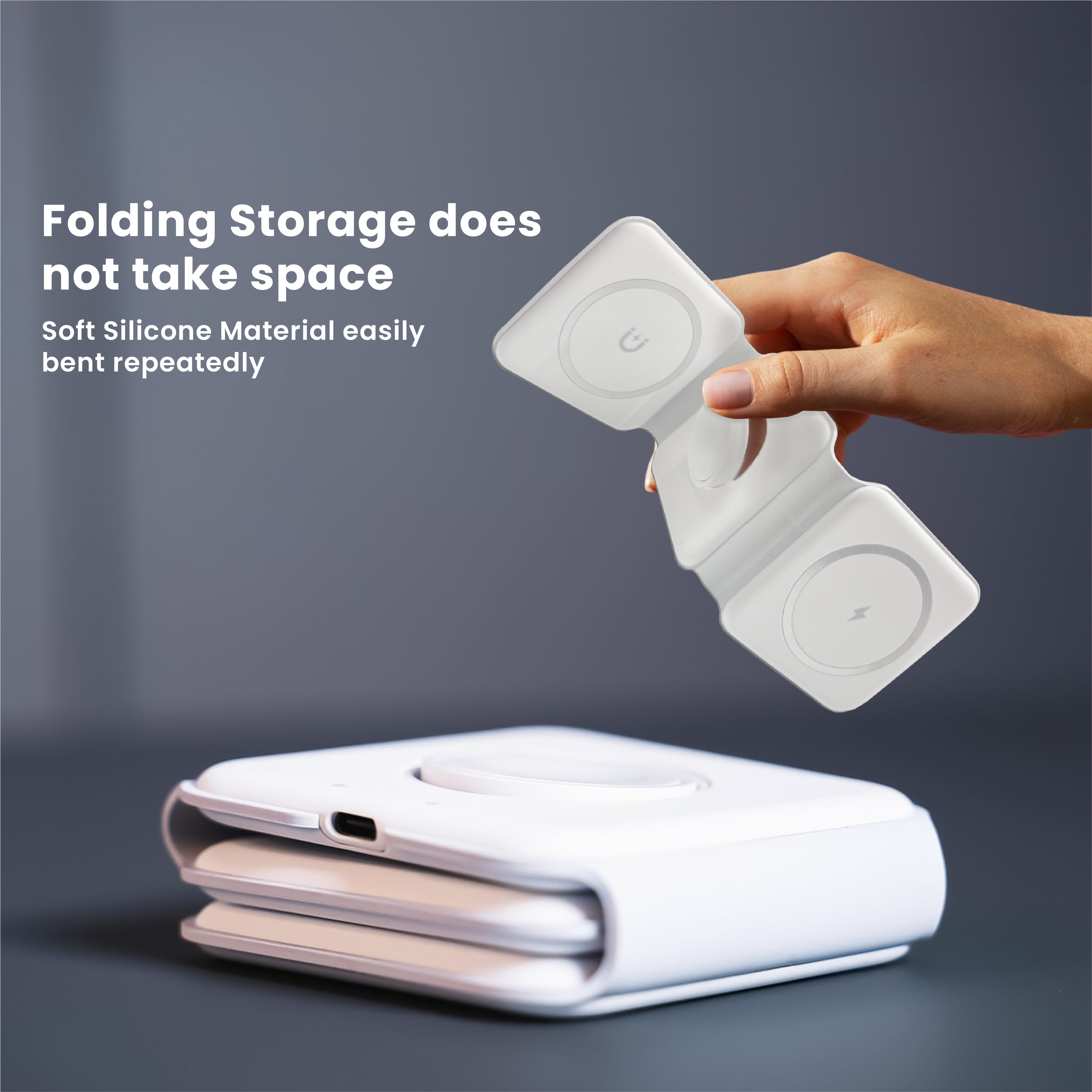 GIZMORE 3-in-1 Magnetic Wireless Charger, 15W Fast Charging Dock for iPhone, 2.5W for Apple Watch, 5W for AirPods, Magnetic Alignment, Slim & Lightweight Wireless Charging hub