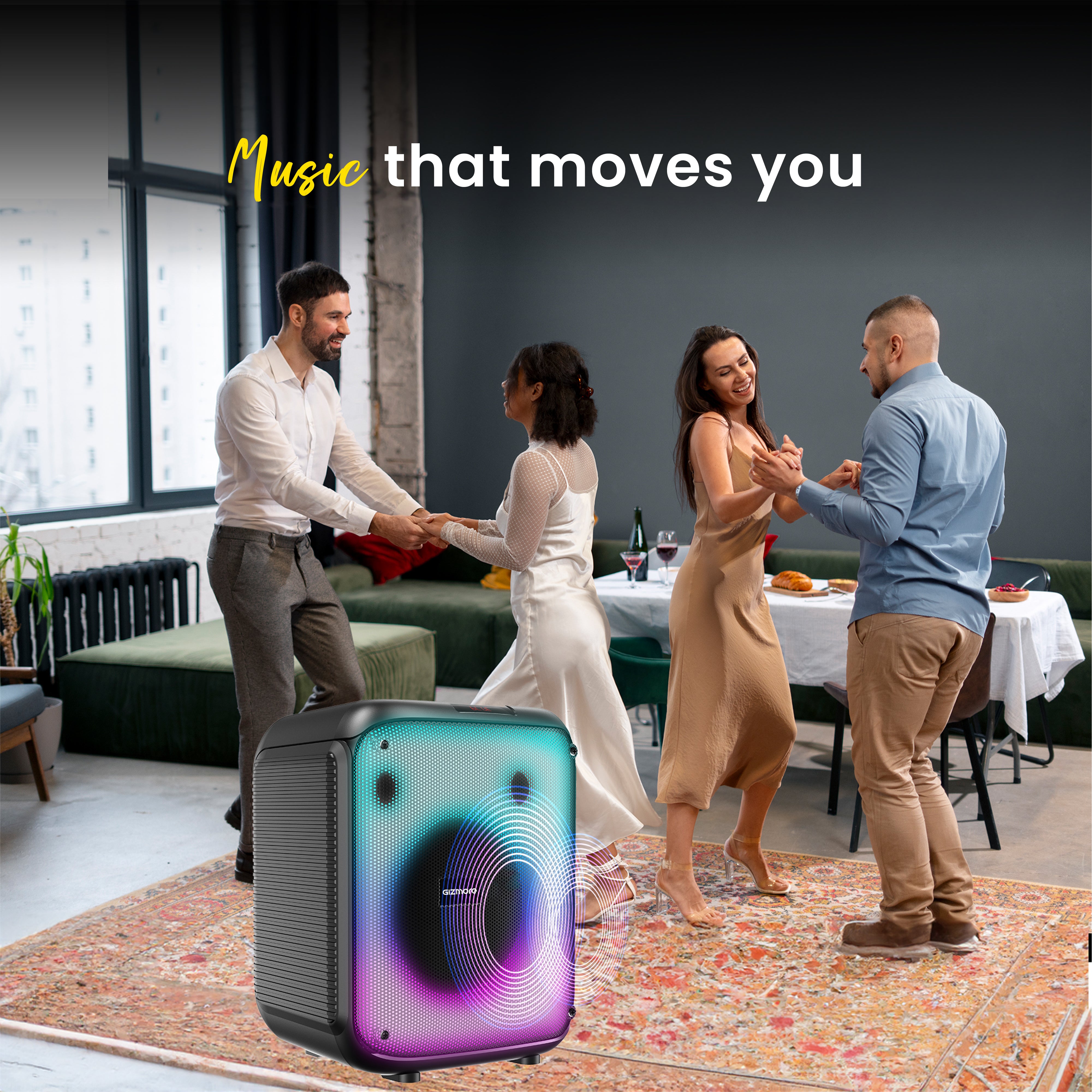 GIZMORE T50 Thunder Bolt Mini Bluetooth Speaker | 80W Powerful Output | TWS Function | Multiple Connectivity Options | Wired Mic Support | Portable & Easy to Carry