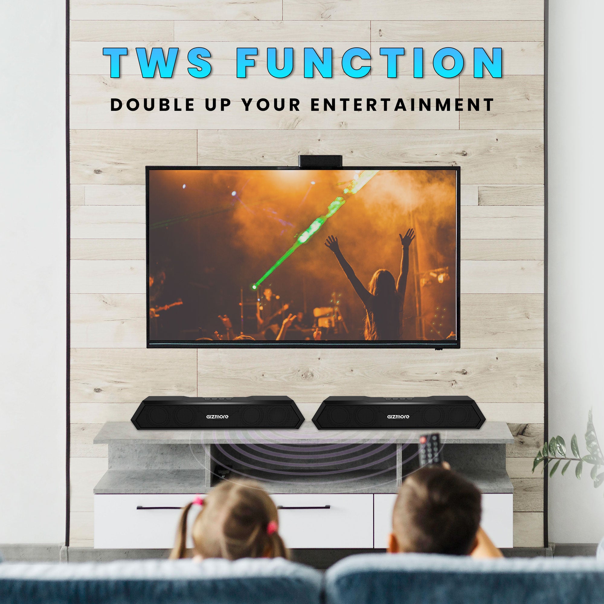 GIZMORE BAR 1200 Bluetooth Soundbar with 12W RMS, Upto 6 Hours Playback, TWS Function with Matte Finish, BT Version 5.3 & Multi Connectivity
