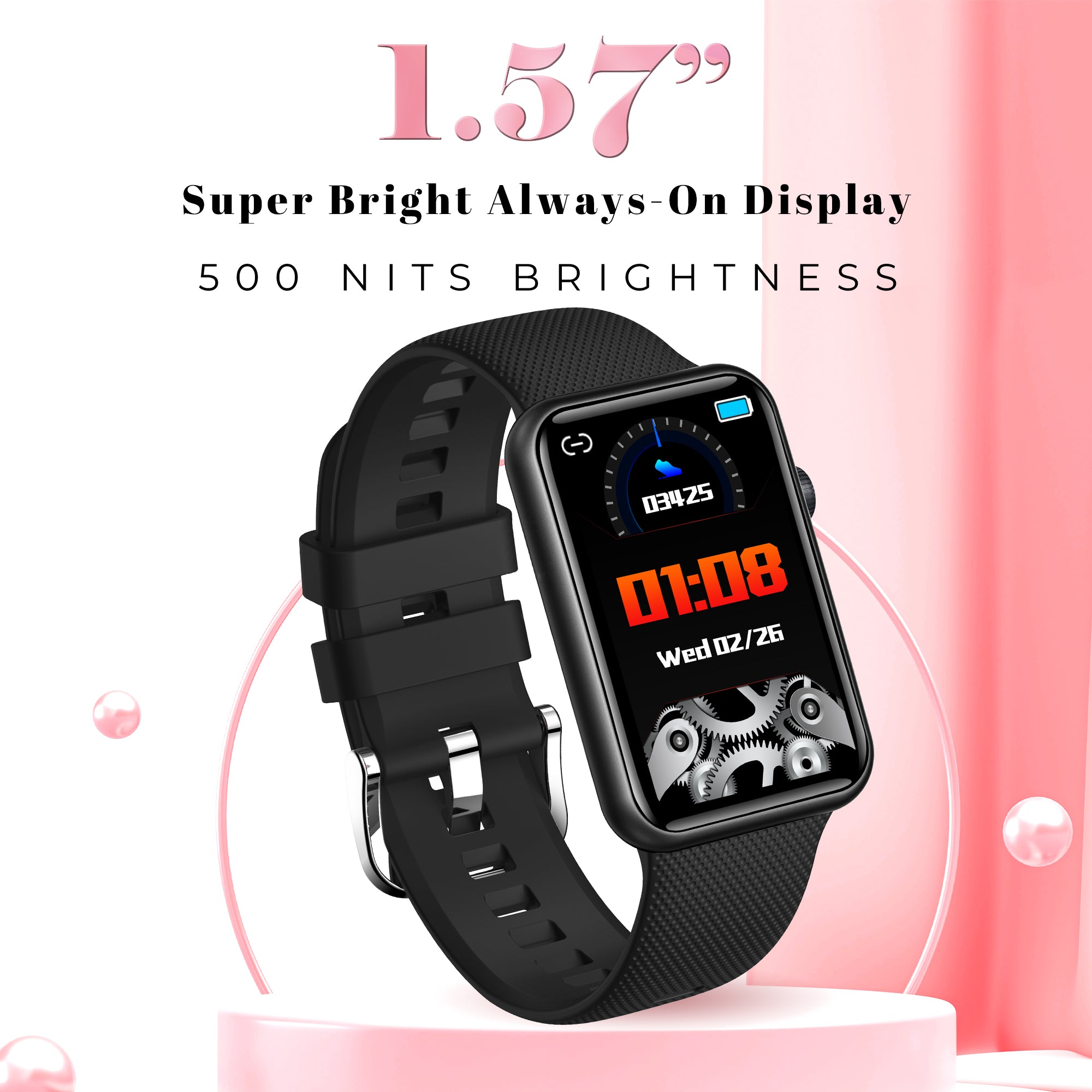 Gizmore Slate 3.98Cm (1.57)  IPS Full Touch BT Calling with AI Voice Assistance Smartwatch