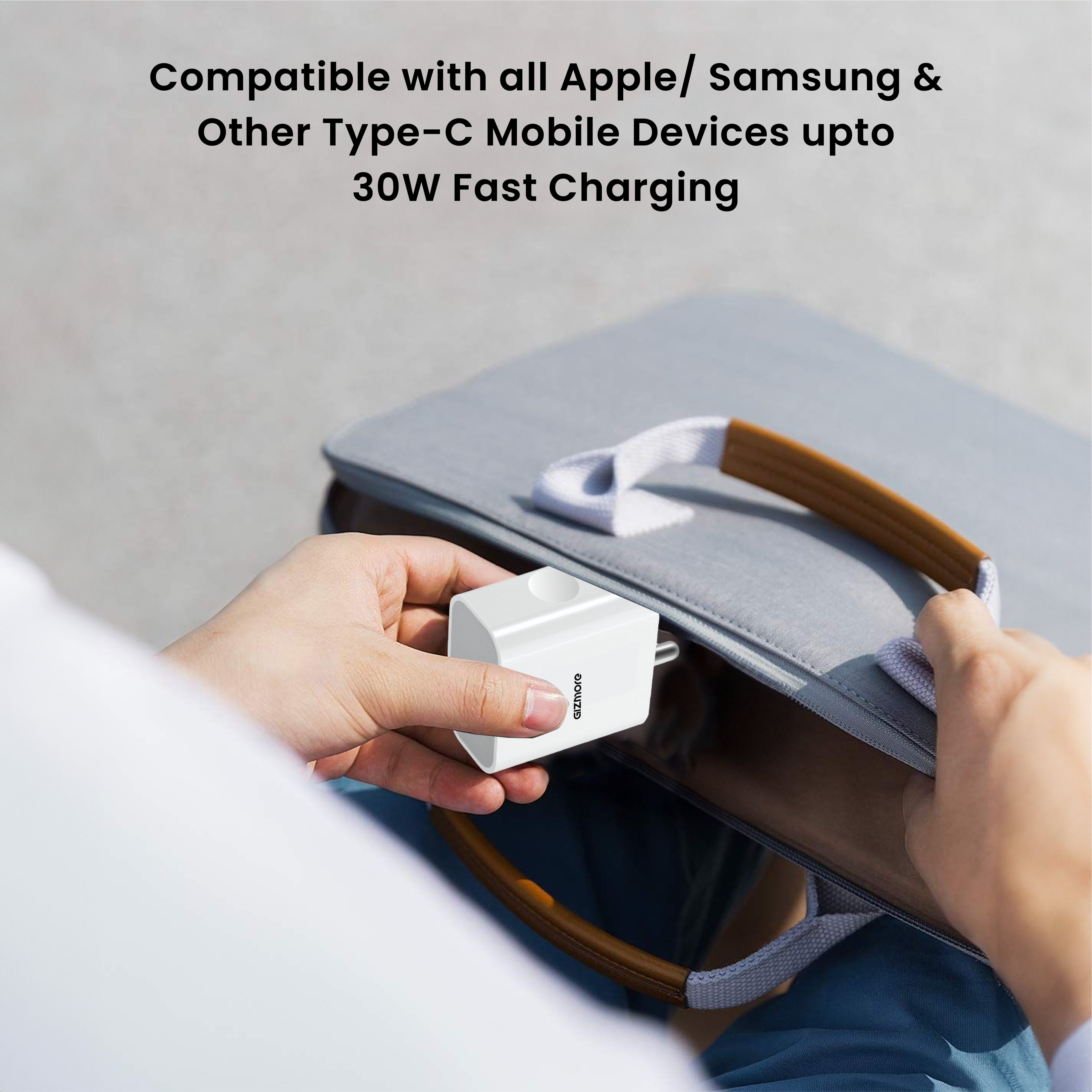 GIZMORE GIZ PA35 30W PD Fast Charger with Type-C to Type-C Cable | USB-C Wall Charger | Compact & Lightweight Design | Multi-Layer Protection | ABS + PC Housing | Compatible with USB-C Devices