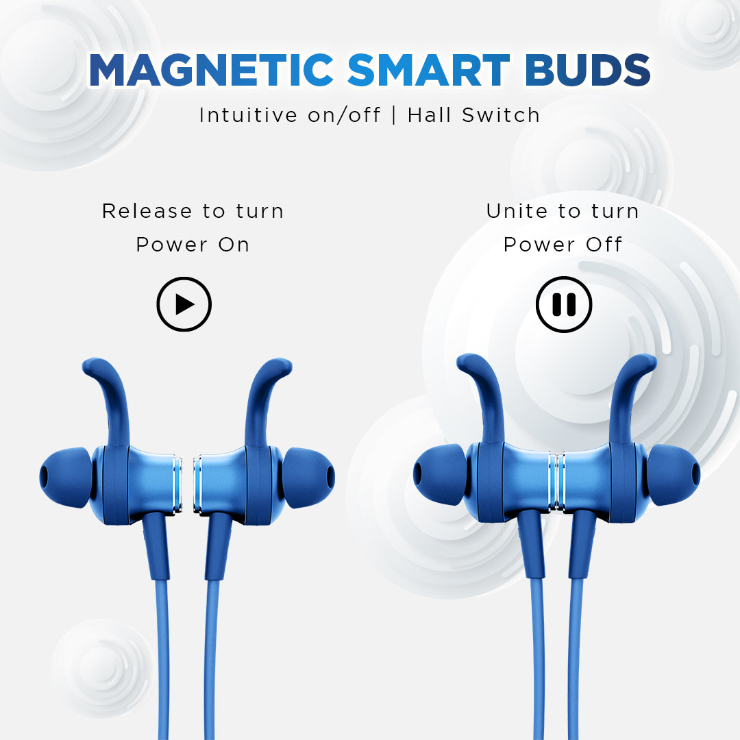 GIZMORE MN227 Bang Bluetooth Wireless 5.2 in Ear Neckband, Up to 40 HRS Playtime, Dual Pairing, Touch Controls, Magnetic Smart Buds, Fast Charge Neckband