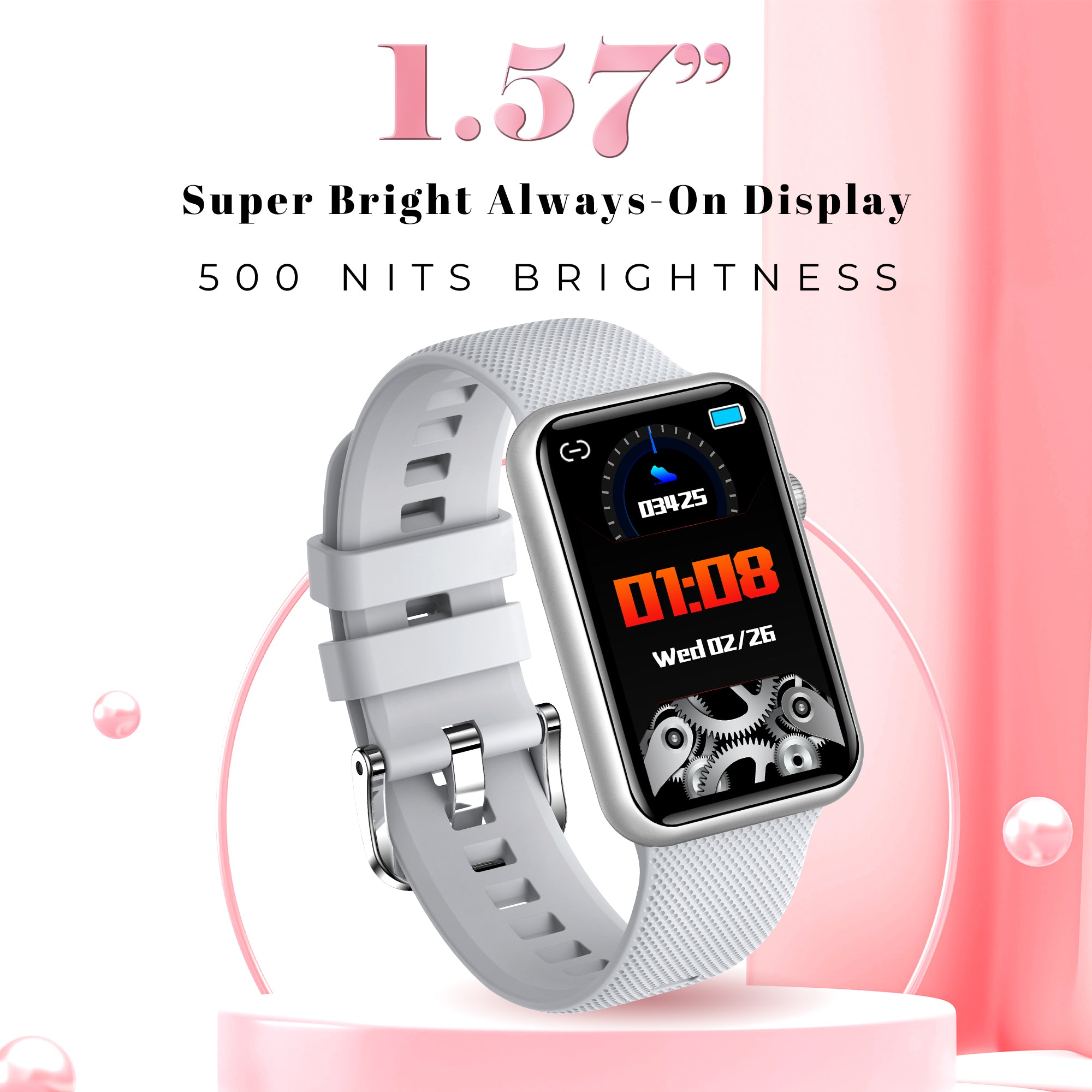 Gizmore Slate 3.98Cm (1.57)  IPS Full Touch BT Calling with AI Voice Assistance Smartwatch