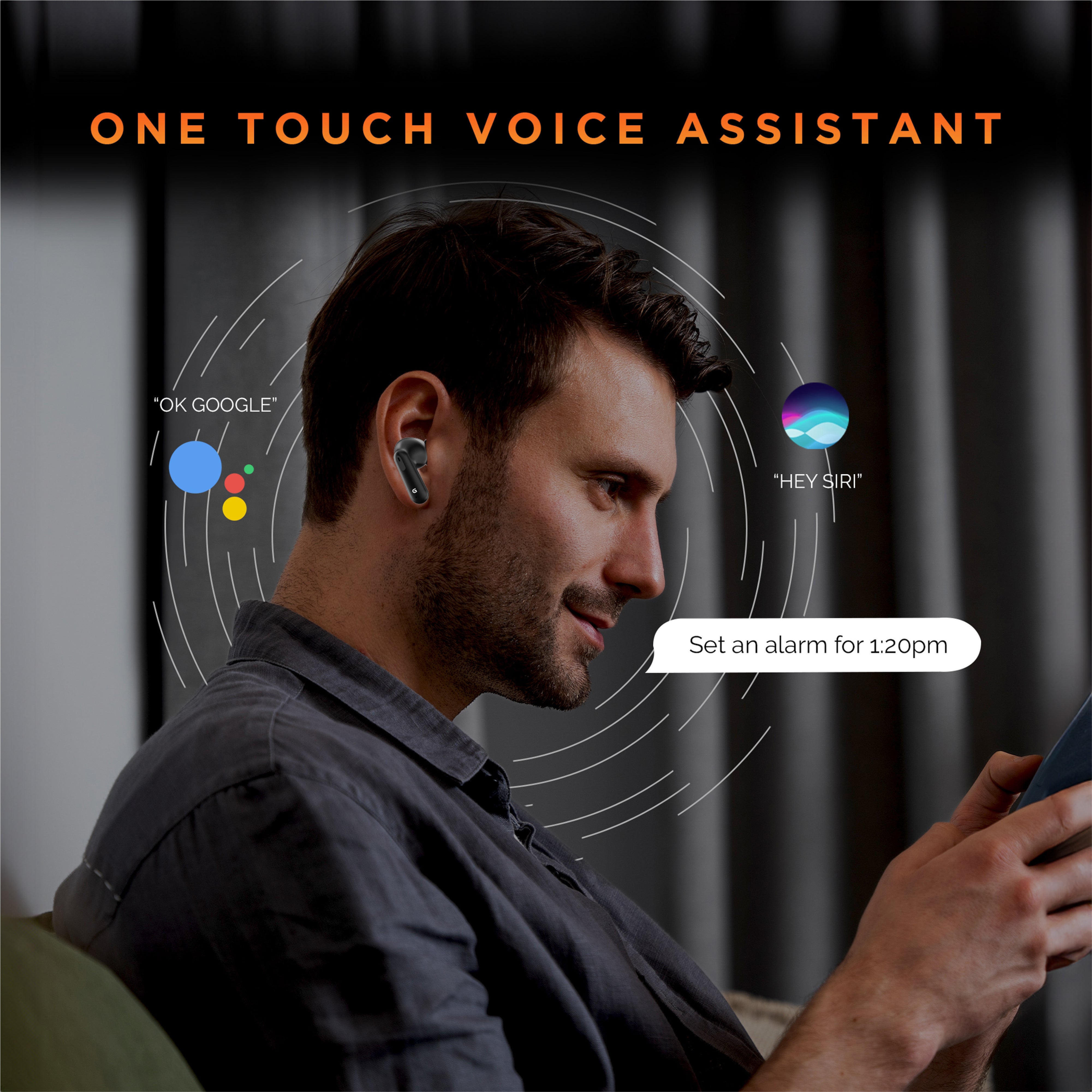 GIZBUD 869 OvalPod TWS Earbuds | 25H Playtime | Smart Touch Controls | Voice Assistant Support | IPX4 Water Resistance | Bluetooth 5.3 Wireless Earbuds