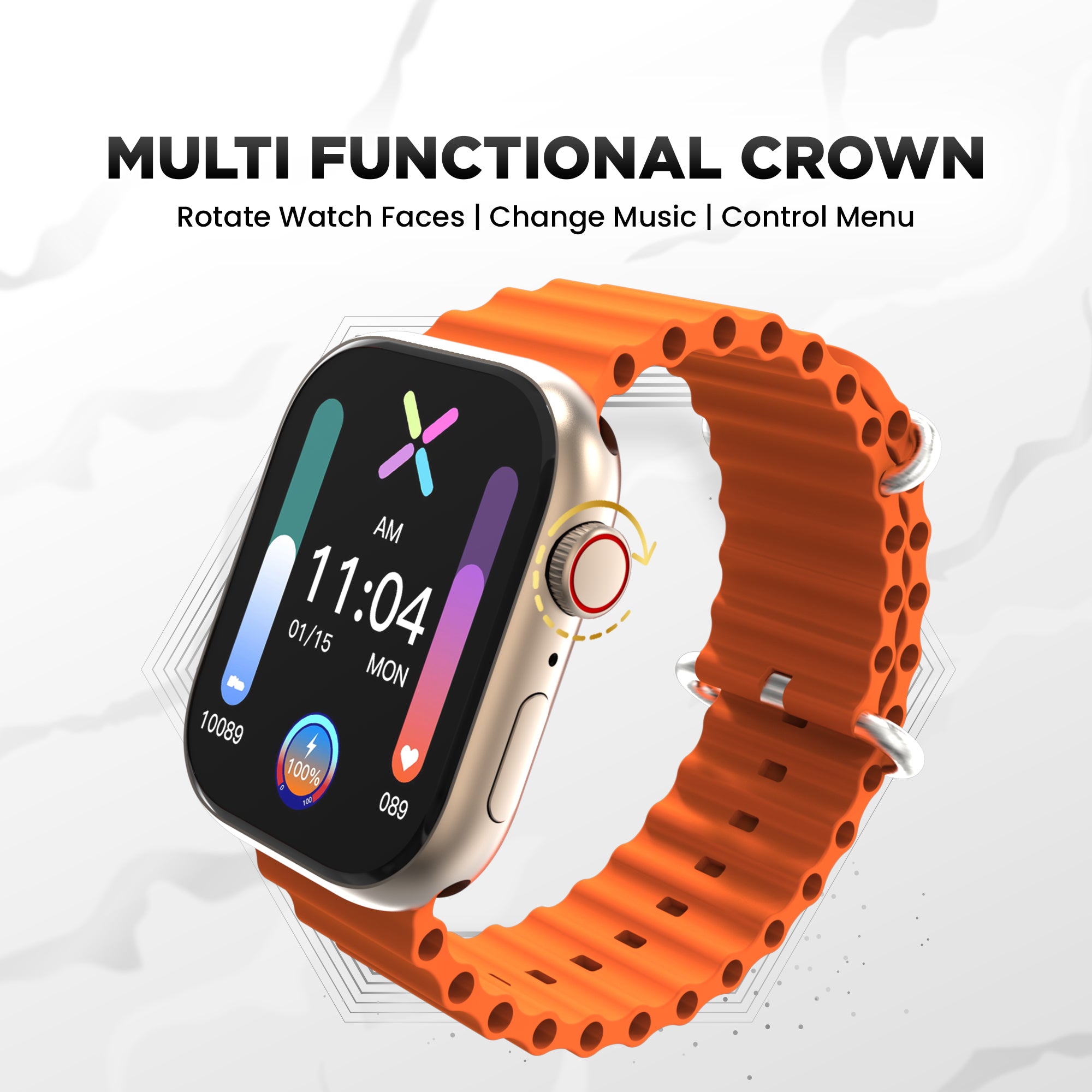 GIZMORE STARX 2.0 inch (5.8cm) AOD Edge to Edge HD Display BT Calling Smartwatch