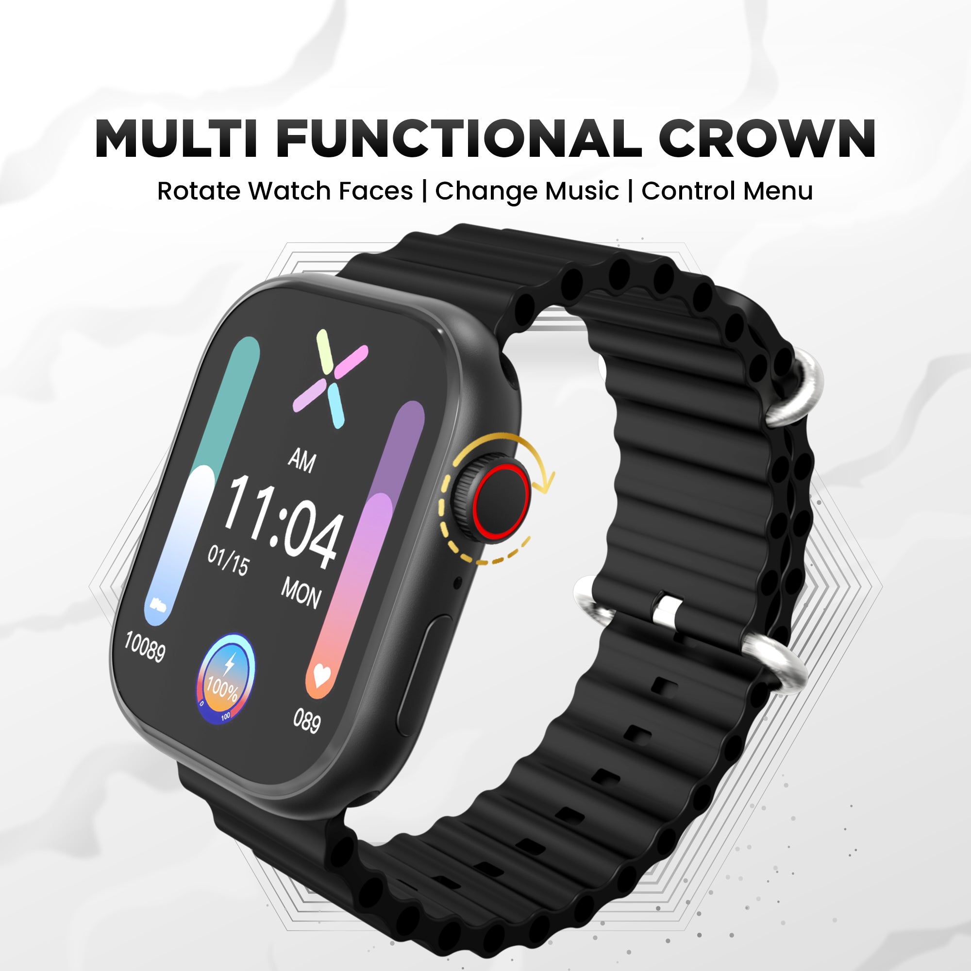 GIZMORE STARX 2.0 inch (5.8cm) AOD Edge to Edge HD Display BT Calling Smartwatch