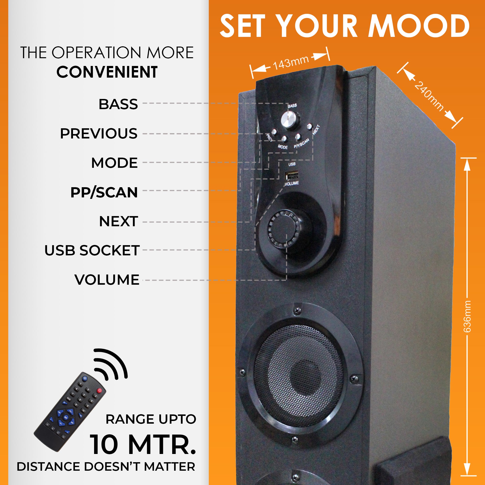 GIZMORE ST5000 50W Bluetooth Single Tower Speaker