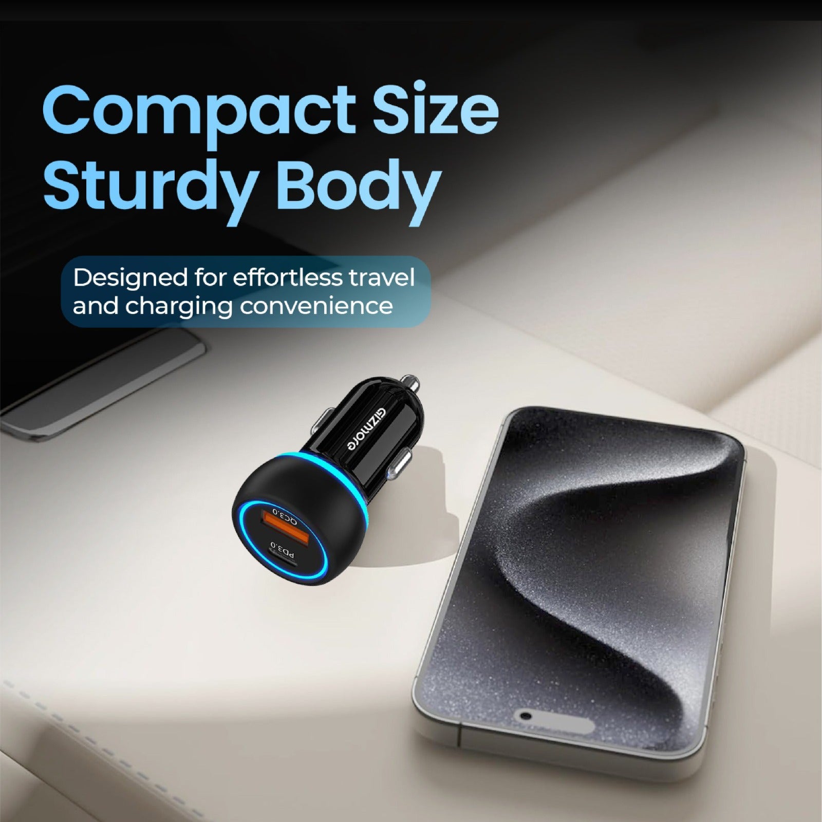 Gizmore CC 706 CarBolt Max 65W Superfast Car Charger (PD 35W + QC 30W) | Multi-Protocol | PPS | Type-C & USB Output | Alloy Metal Body | LED Indicator | SVOOC | Quick Charge