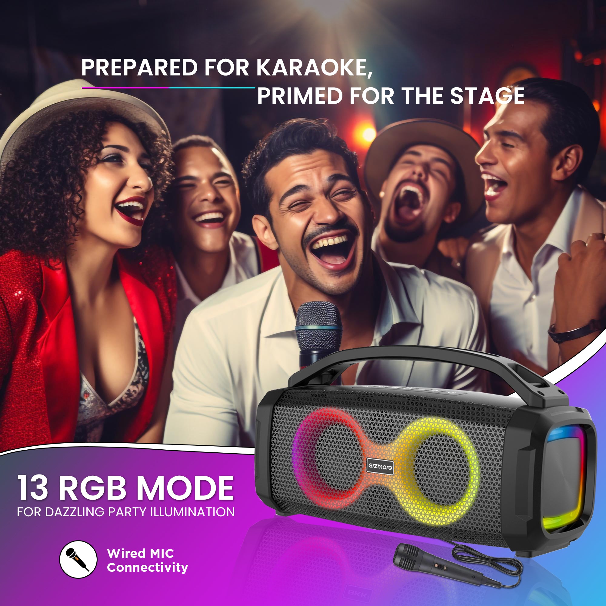 GIZMORE THUNDER BUDDY 60 W Karaoke BT Portable Party Speaker