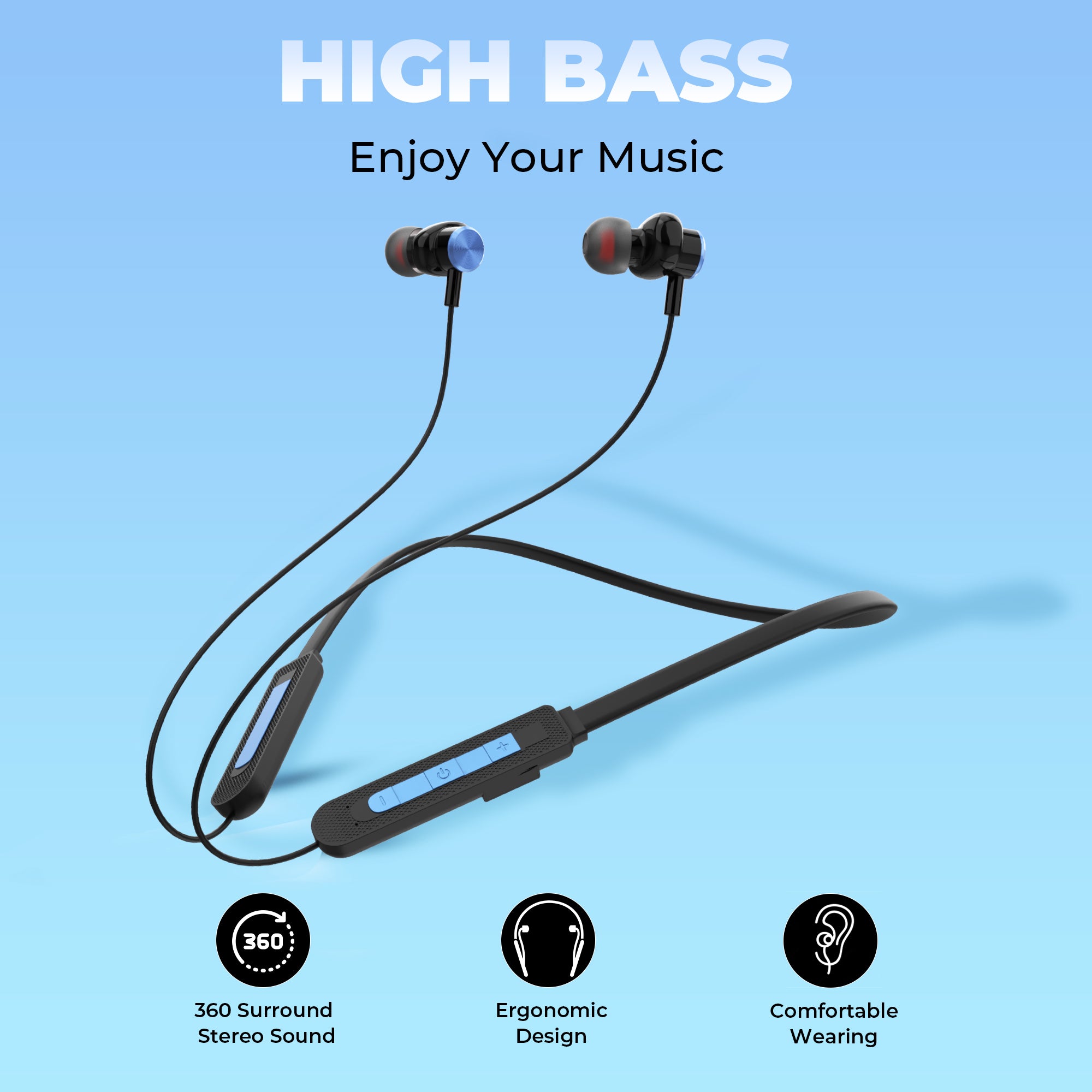 GIZMORE MN218 Melody Bluetooth Wireless 5.0 in Ear Neckband Earphone with mic, Up to 18 HRS Playtime, Dual Pairing, Hi-Fi Stereo Sound, Multiple Controls, and Lightweight