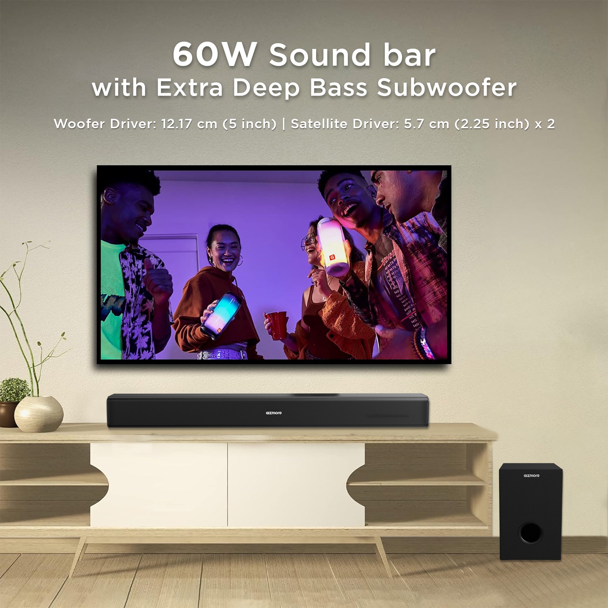 GIZMORE BAR6000 60W RMS Wired Soundbar