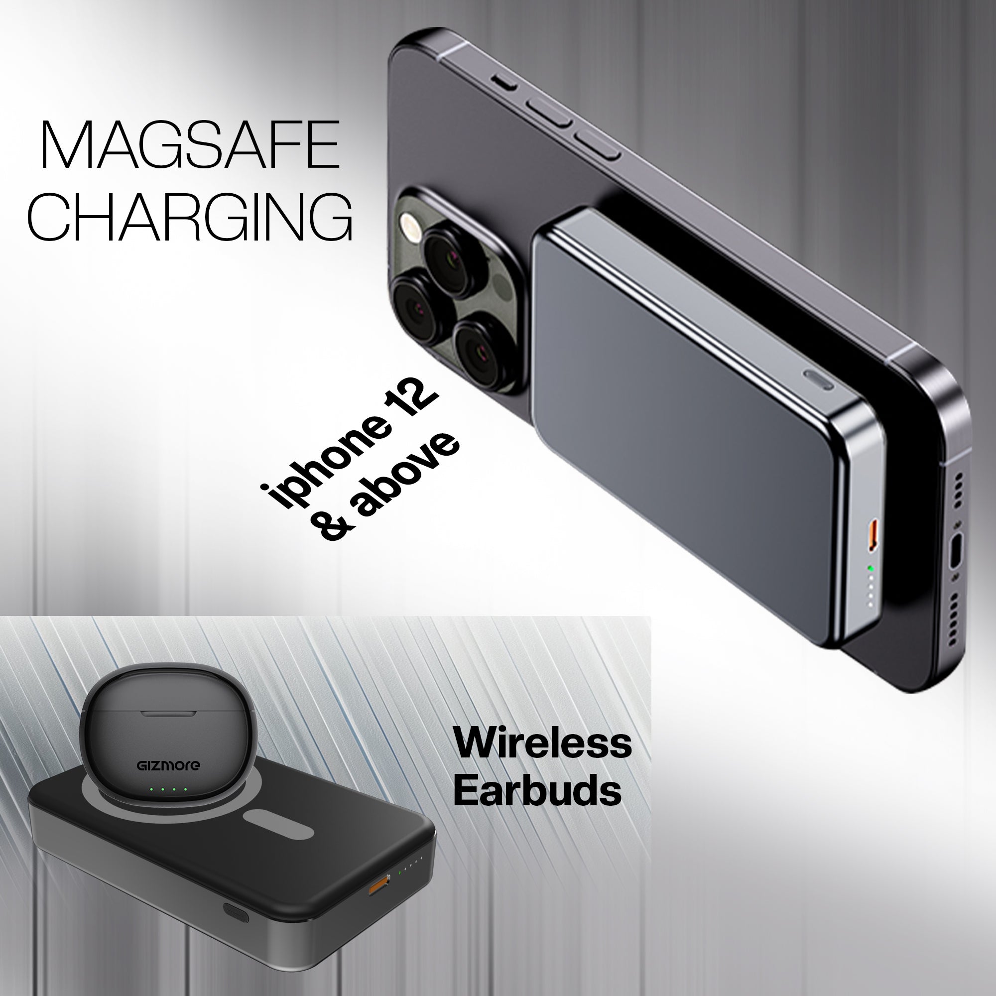 GIZMORE PD10KP8 iMAG 10000mAh 15W Magnetic Wireless Magsafe Power Bank