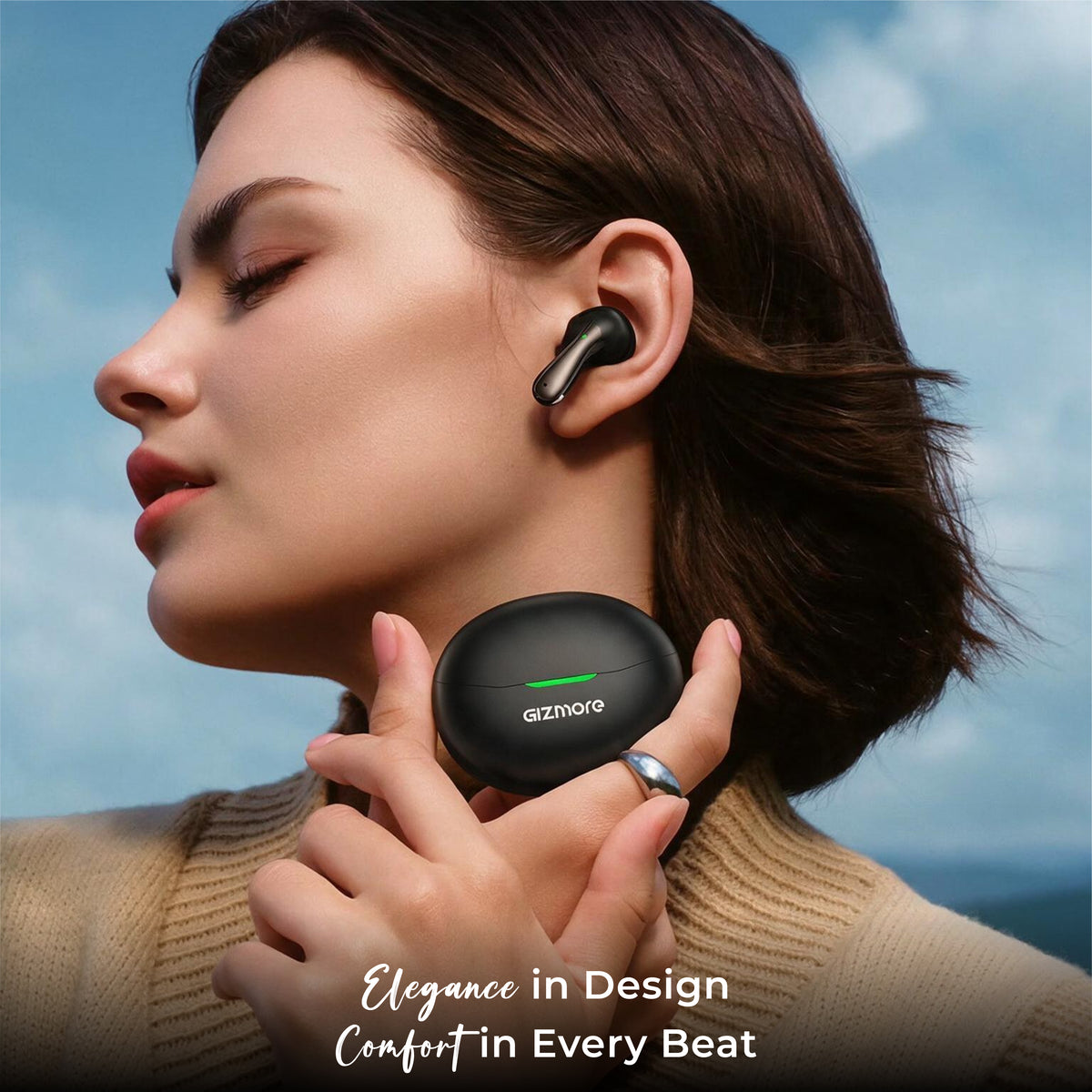 GIZMORE VibePod True Wireless Earbuds with 13mm Dynamic Driver, Up to 35 Hours Playtime, Comfortable Fit & Stylish Oval Design