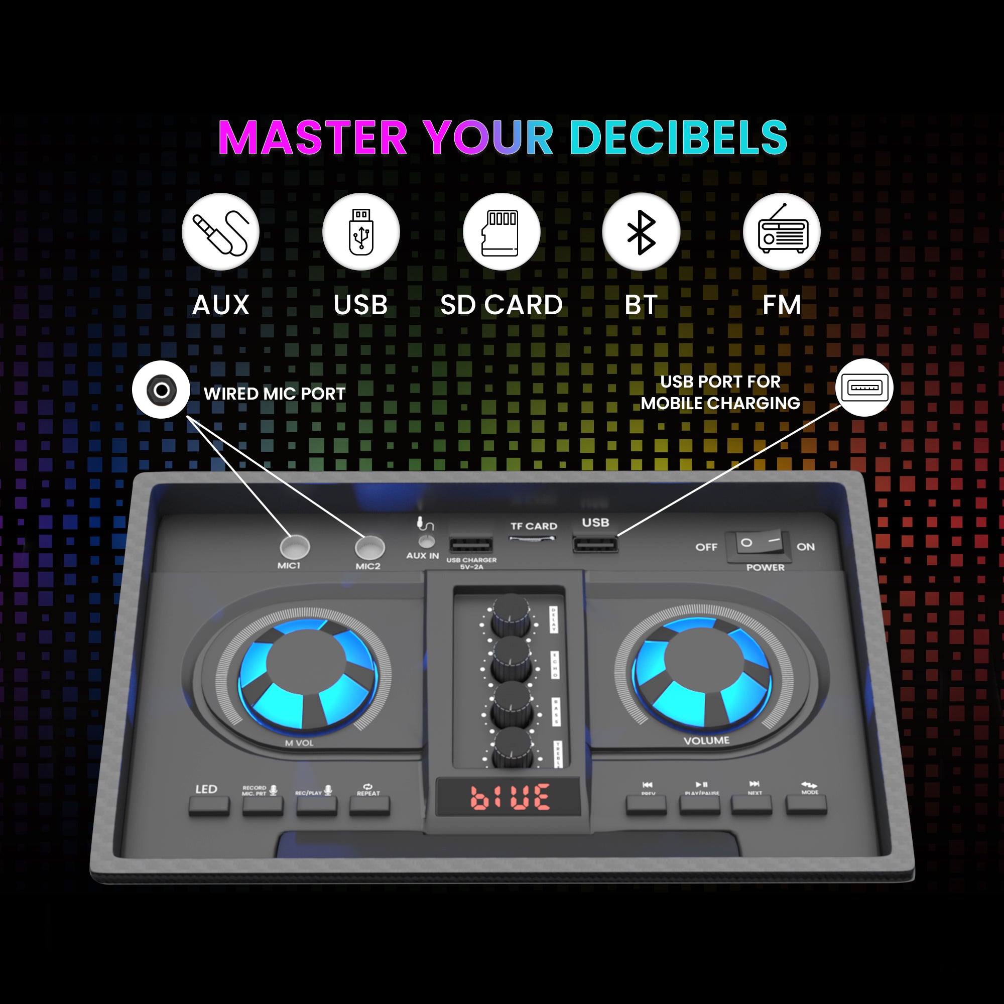 GIZMORE 200W Thunder DJ Trolley Outdoor Party Speaker