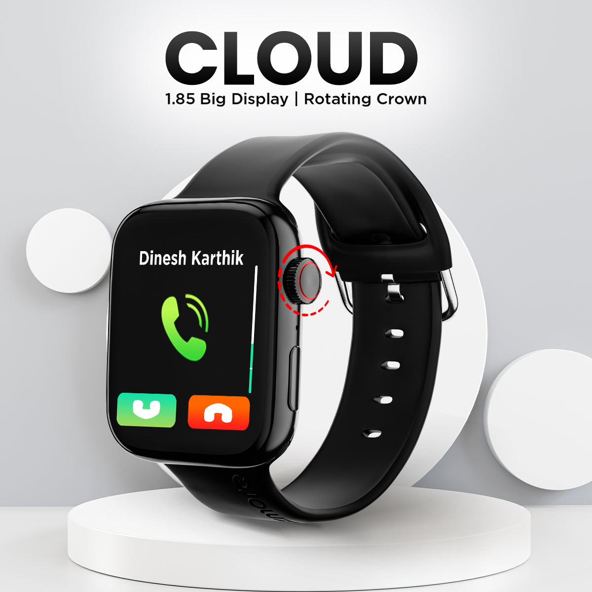 GIZMORE Cloud 1.85 inch (4.69 cm) HD IPS Large Display BT Calling Smartwatch