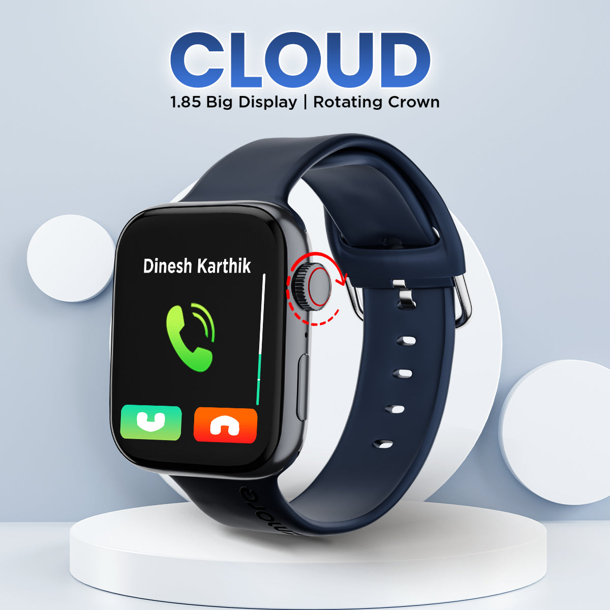 GIZMORE Cloud 1.85 inch (4.69 cm) HD IPS Large Display BT Calling Smartwatch
