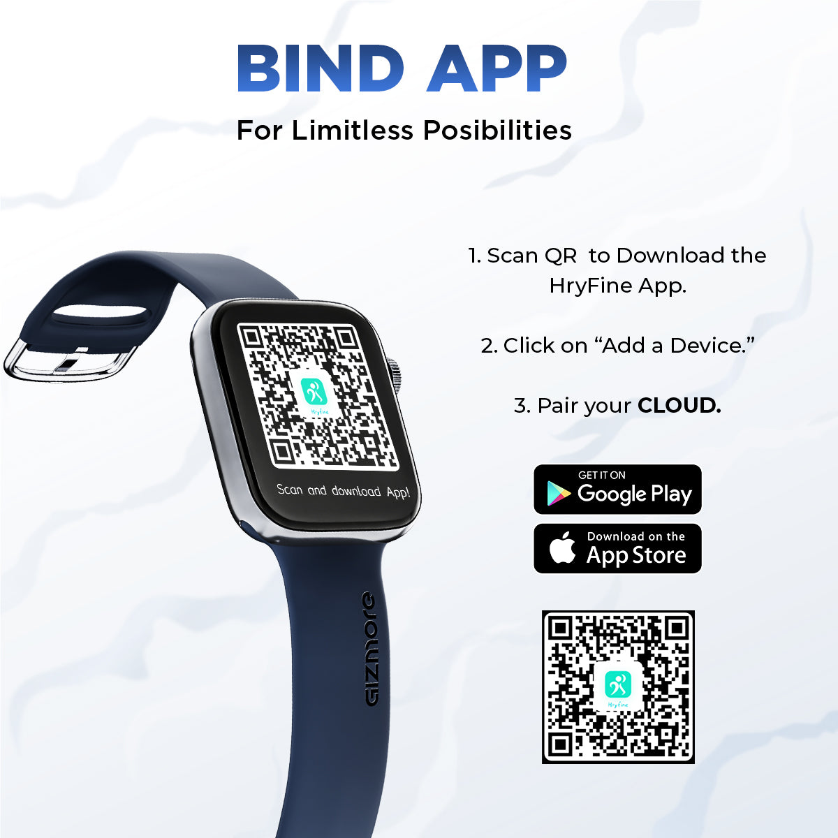 GIZMORE Cloud 1.85 inch (4.69 cm) HD IPS Large Display BT Calling Smartwatch