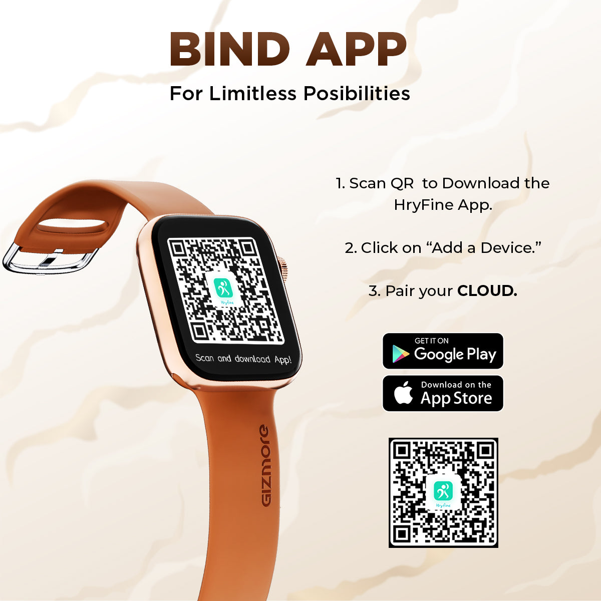 GIZMORE Cloud 1.85 inch (4.69 cm) HD IPS Large Display BT Calling Smartwatch
